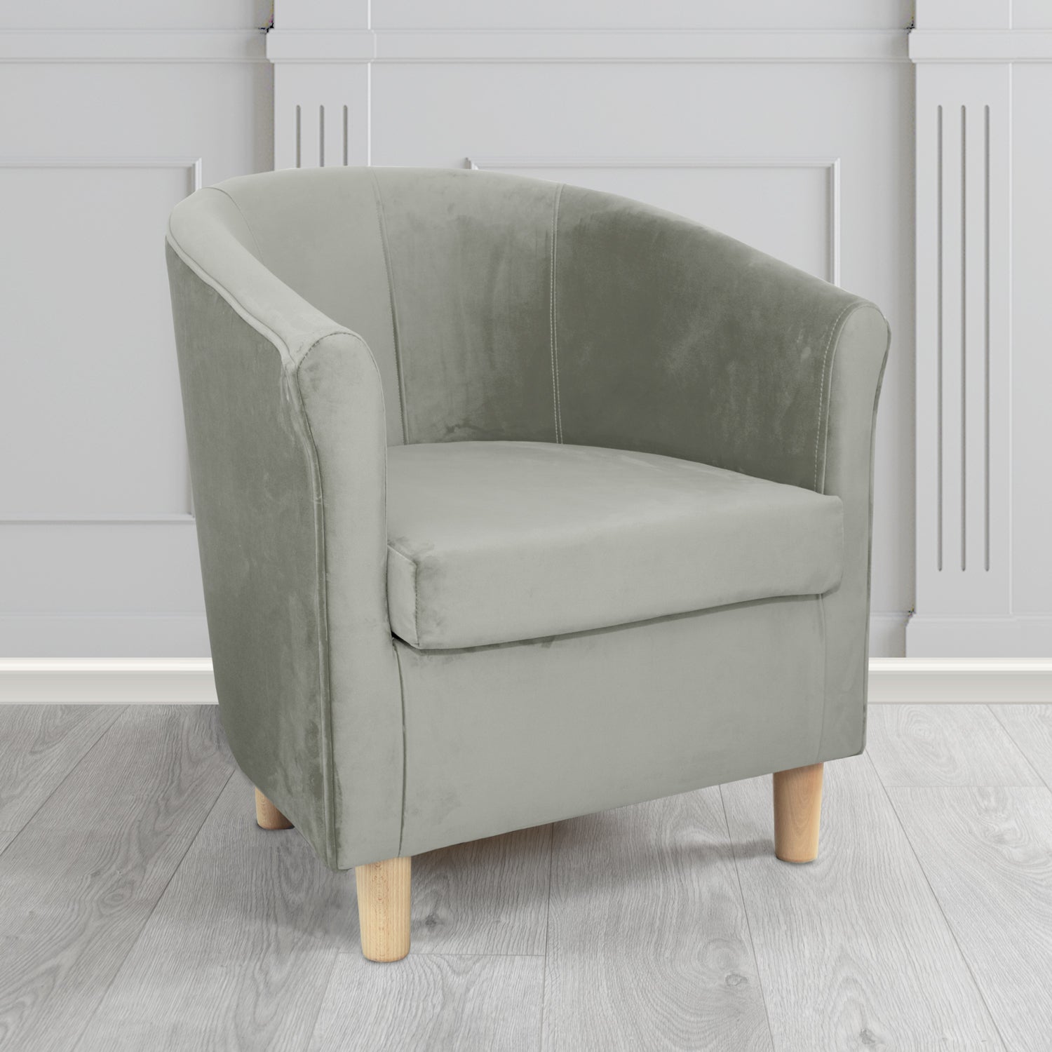Express Tuscany Monaco Silver Plush Velvet Fabric Tub Chair (6589853401130)