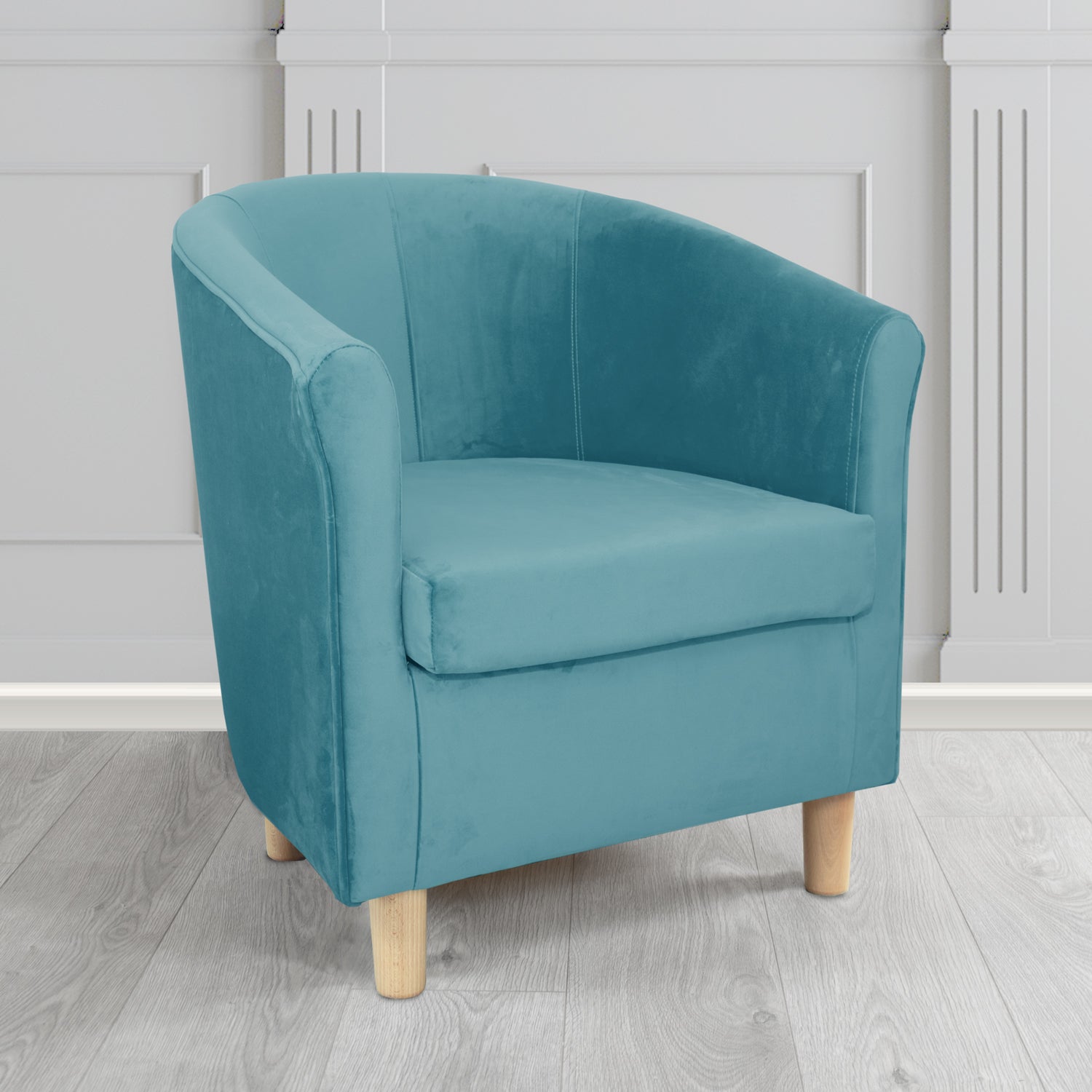 Express Tuscany Monaco Sky Plush Velvet Fabric Tub Chair (6589854973994)