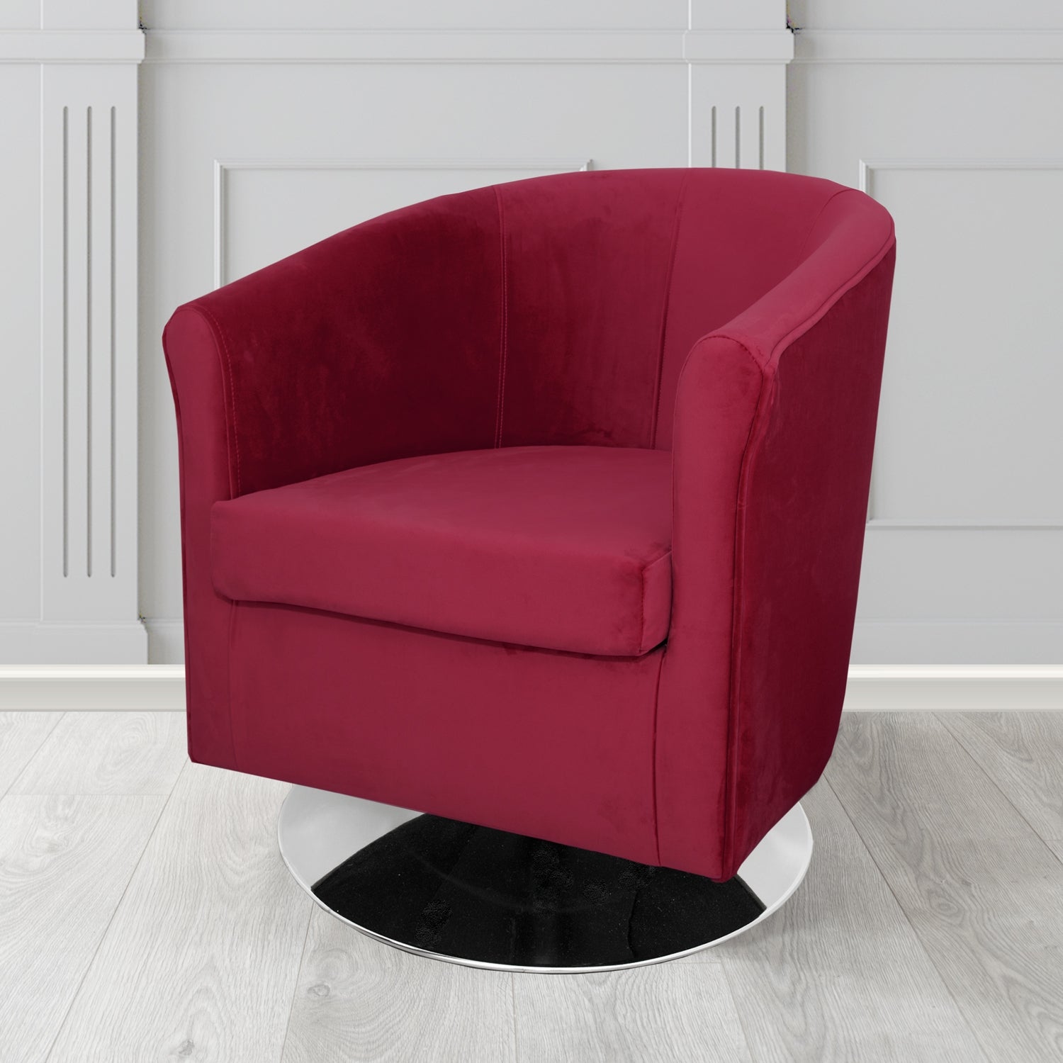 Tuscany Monaco Wine Plush Velvet Fabric Swivel Tub Chair (6589866115114)