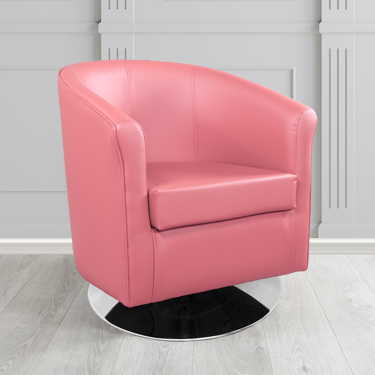 Tuscany Pink Faux Leather Swivel Tub Chair (4343481958442)