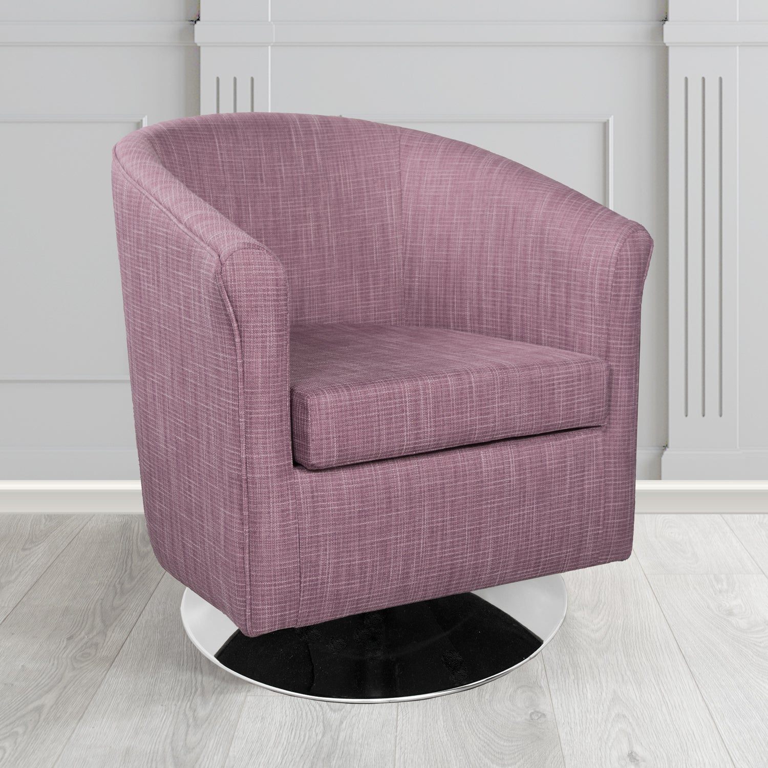 Tuscany Ravel Elderberry Contract Crib 5 Fabric Swivel Tub Chair - Antimicrobial & Water-Resistant - The Tub Chair Shop