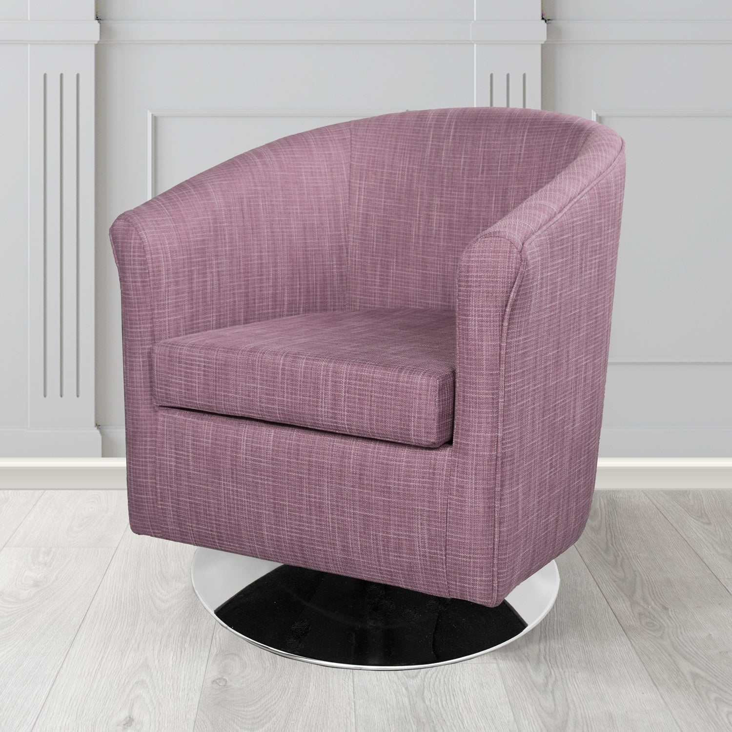 Tuscany Ravel Elderberry Contract Crib 5 Fabric Swivel Tub Chair - Antimicrobial & Water-Resistant - The Tub Chair Shop