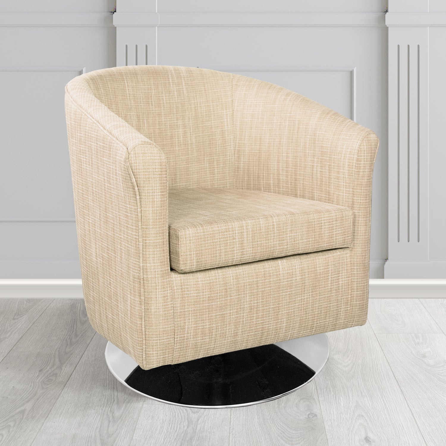 Tuscany Ravel Hessian Contract Crib 5 Fabric Swivel Tub Chair - Antimicrobial & Water-Resistant - The Tub Chair Shop
