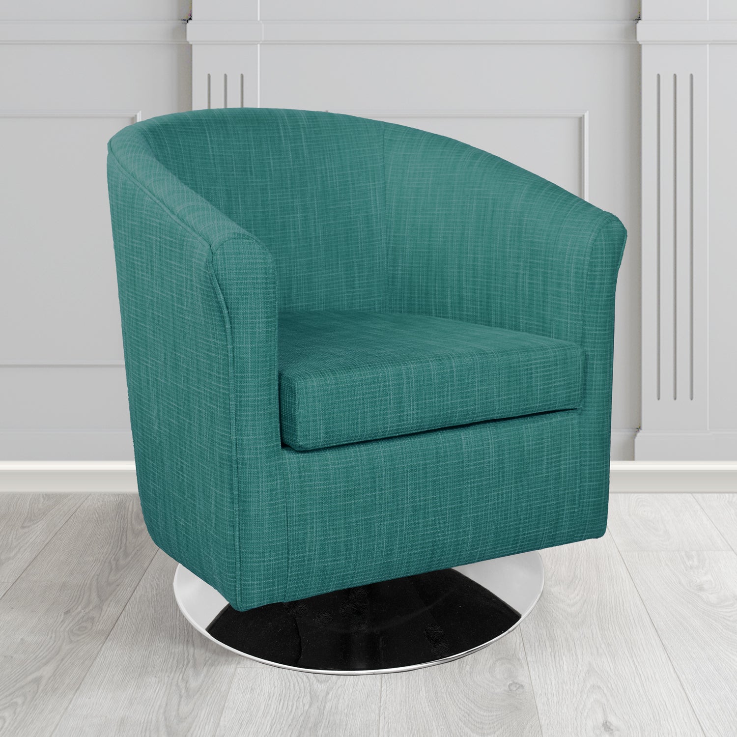 Tuscany Ravel Kingfisher Contract Crib 5 Fabric Swivel Tub Chair - Antimicrobial & Water-Resistant - The Tub Chair Shop