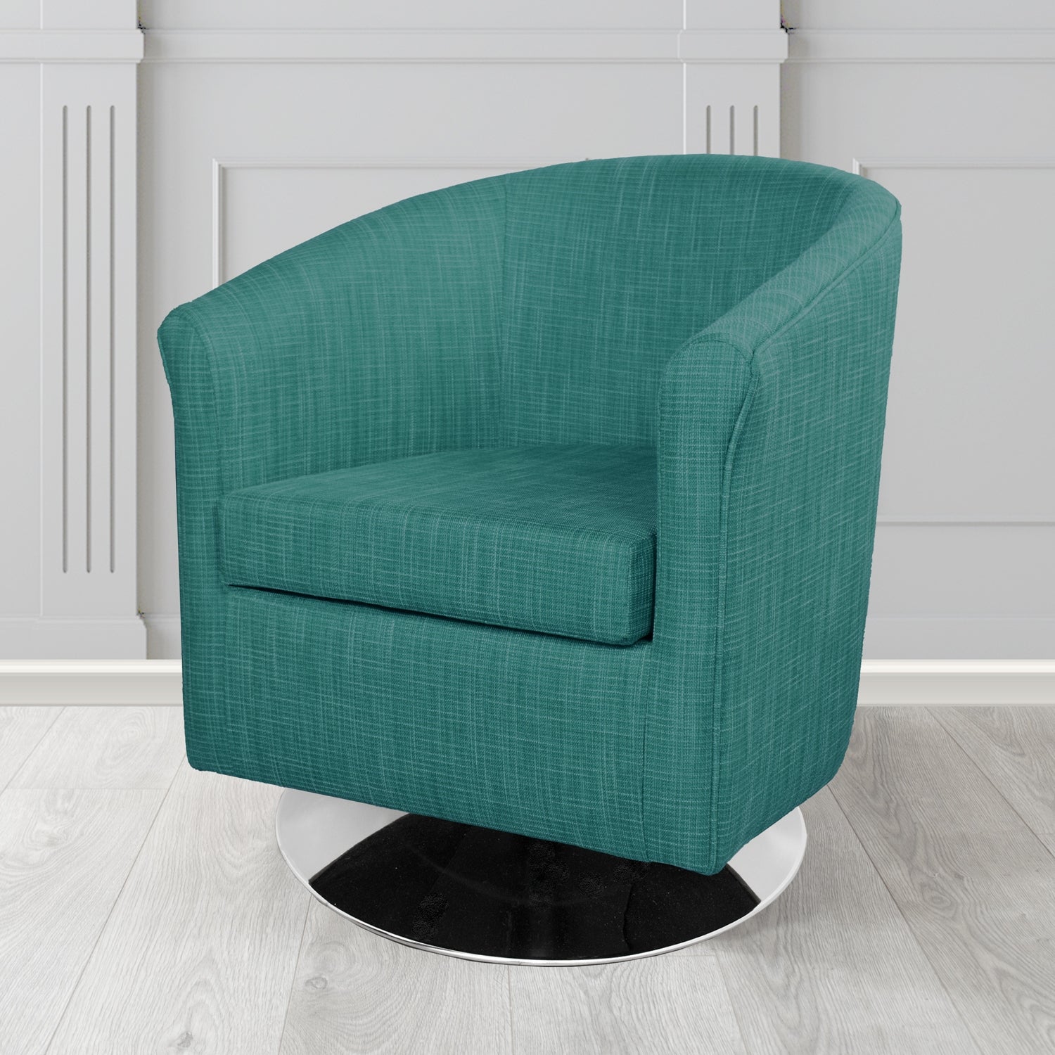 Tuscany Ravel Kingfisher Contract Crib 5 Fabric Swivel Tub Chair - Antimicrobial & Water-Resistant - The Tub Chair Shop
