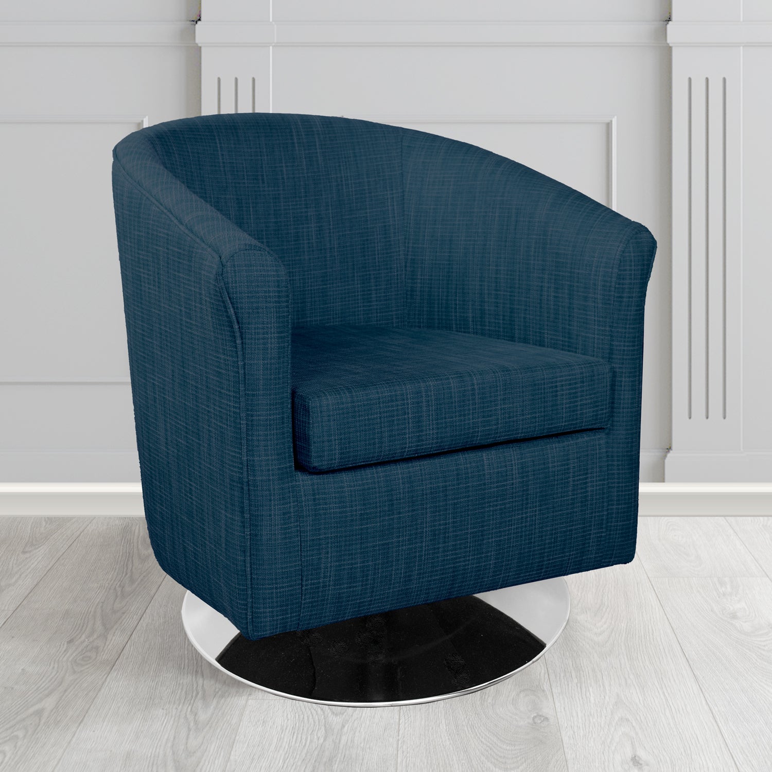 Tuscany Ravel Prussian Blue Contract Crib 5 Fabric Swivel Tub Chair - Antimicrobial & Water-Resistant - The Tub Chair Shop