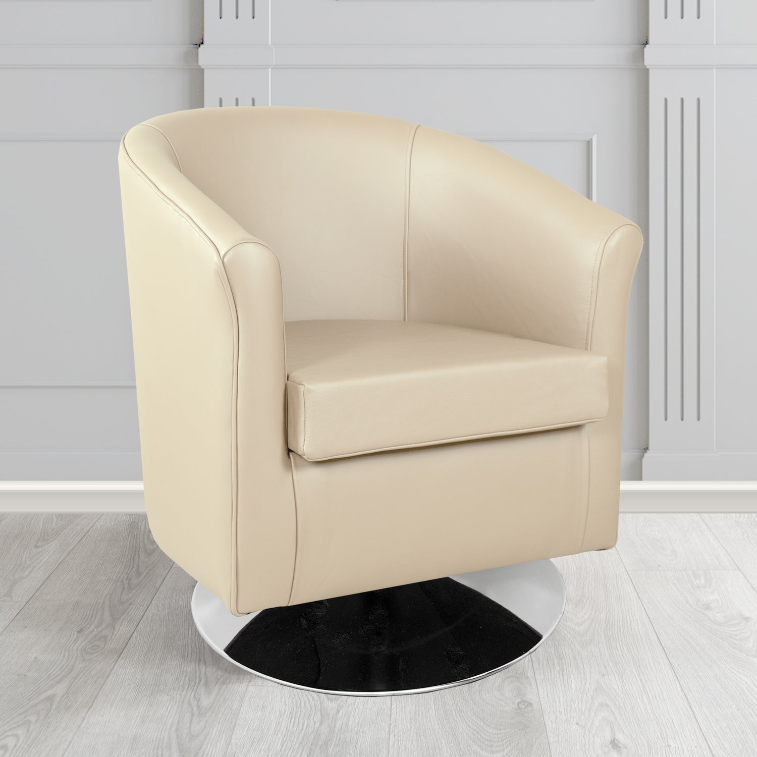 Tuscany Shelly Almond Crib 5 Genuine Leather Swivel Tub Chair - The Tub Chair Shop