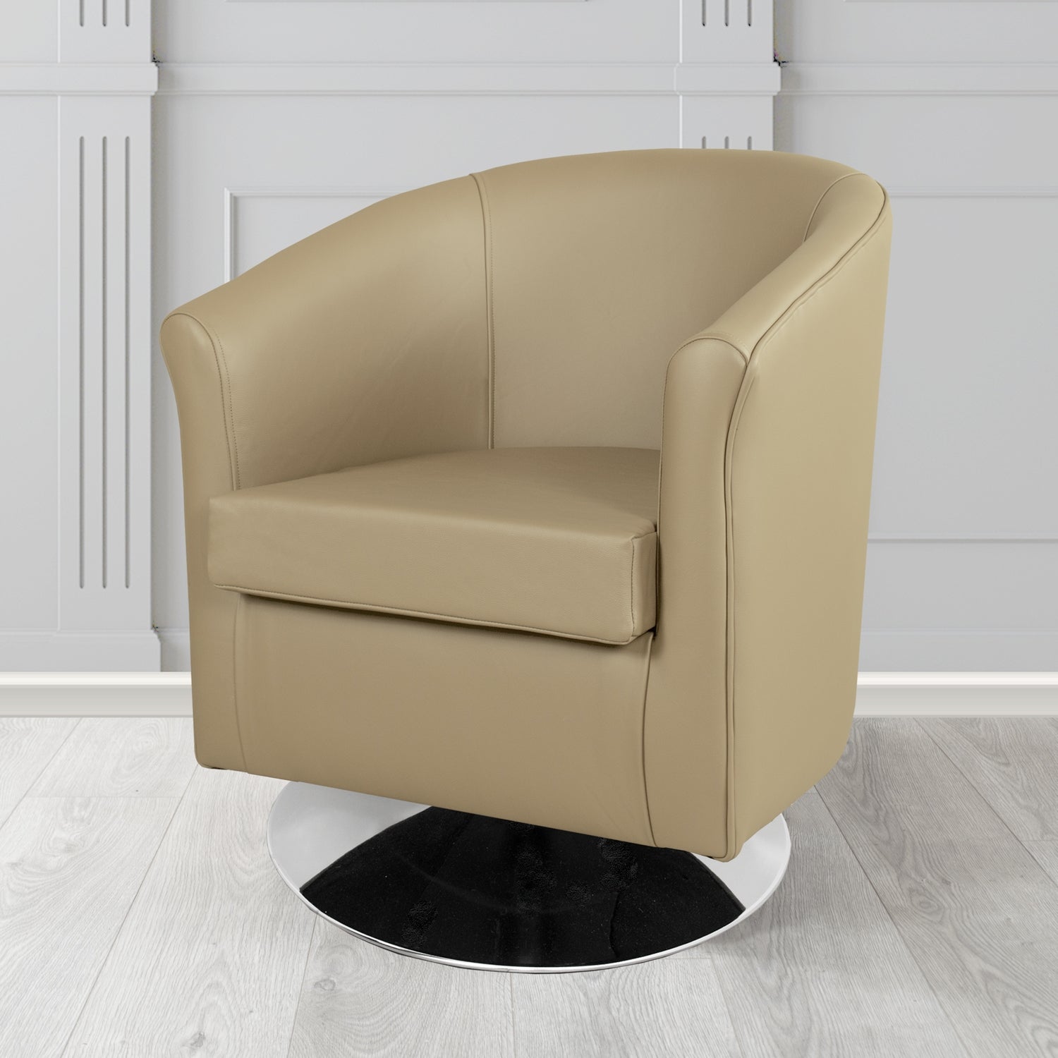 Tuscany Shelly Ash Crib 5 Genuine Leather Swivel Tub Chair - The Tub Chair Shop
