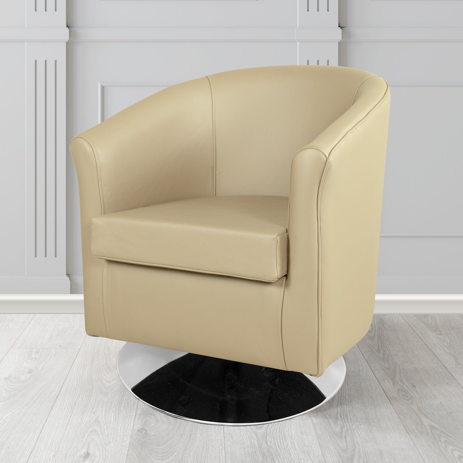 Tuscany Shelly Basket Crib 5 Genuine Leather Swivel Tub Chair - The Tub Chair Shop