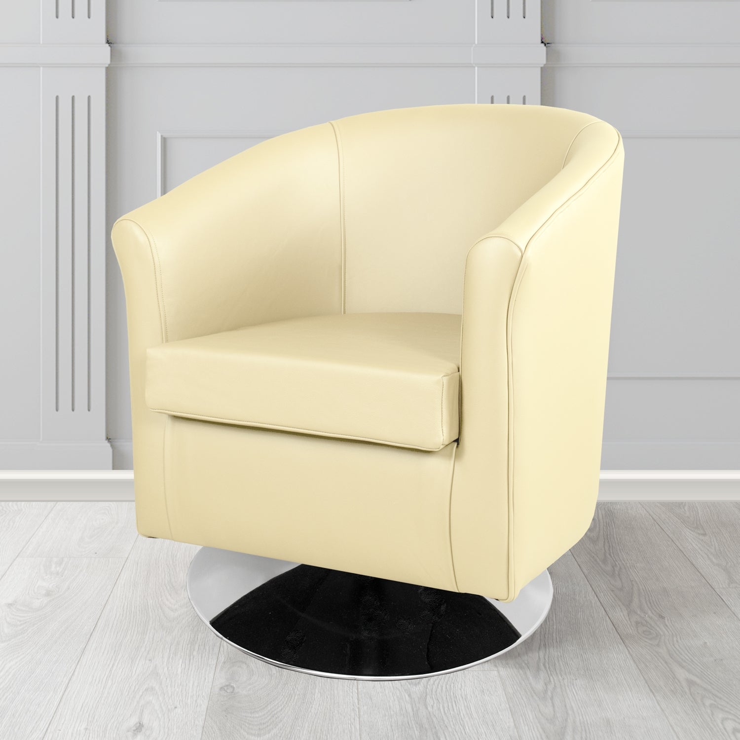 Tuscany Shelly Cream Crib 5 Genuine Leather Swivel Tub Chair - The Tub Chair Shop