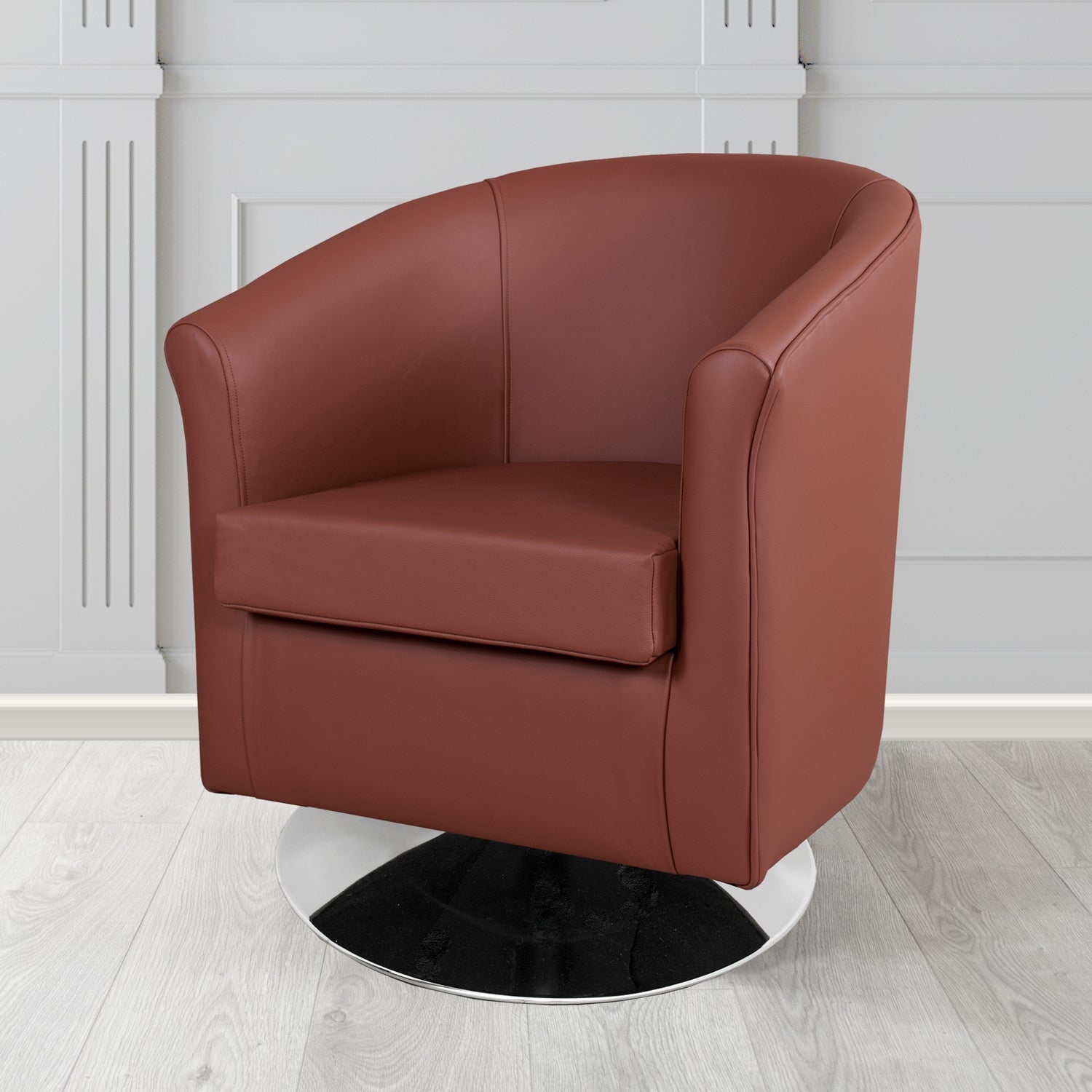 Tuscany Shelly Dark Grape Crib 5 Genuine Leather Swivel Tub Chair - The Tub Chair Shop