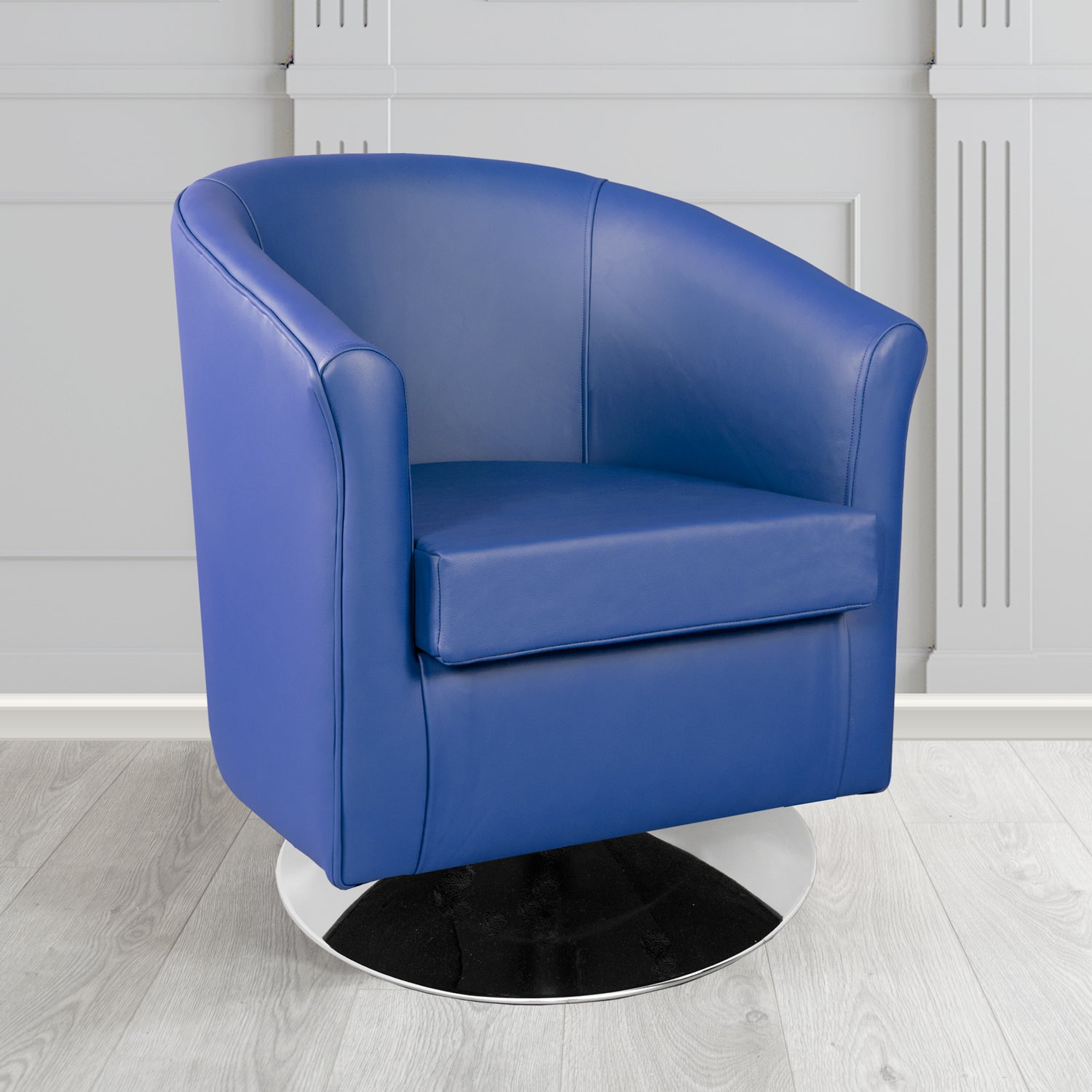 Tuscany Shelly Deep Ultramarine Crib 5 Genuine Leather Swivel Tub Chair - The Tub Chair Shop