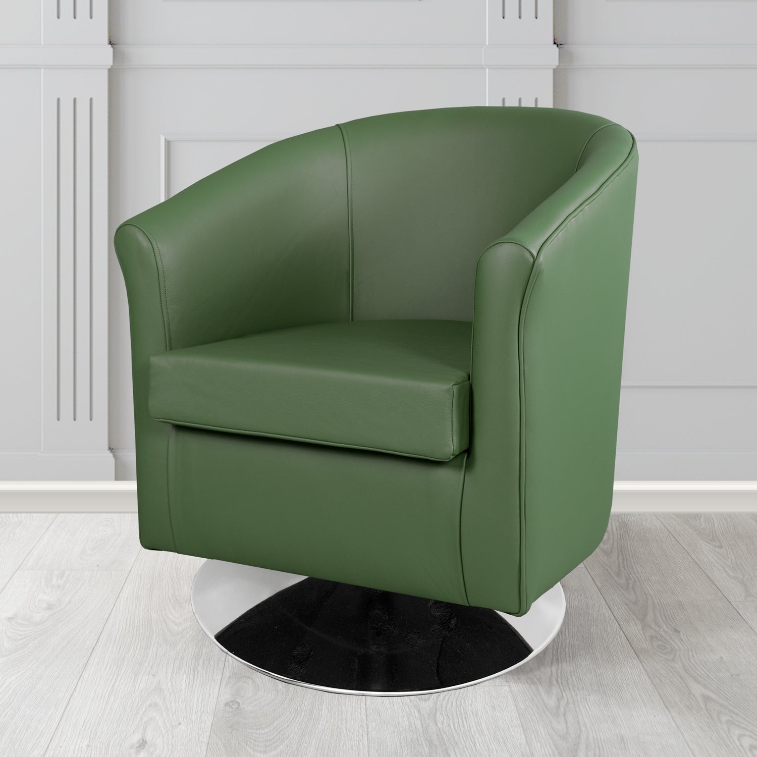 Tuscany Shelly Forest Green Crib 5 Genuine Leather Swivel Tub Chair - The Tub Chair Shop