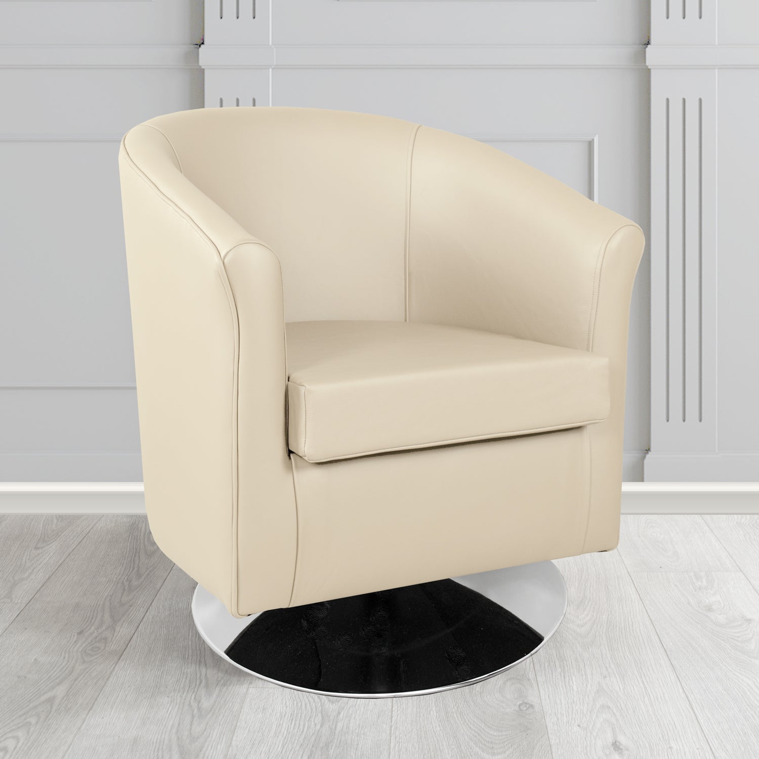 Tuscany Shelly Ivory Crib 5 Genuine Leather Swivel Tub Chair - The Tub Chair Shop