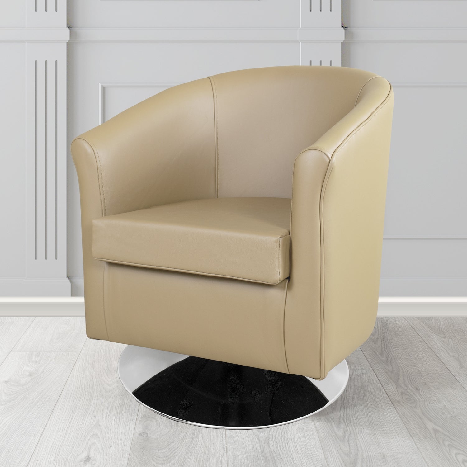 Tuscany Shelly Pebble Crib 5 Genuine Leather Swivel Tub Chair - The Tub Chair Shop