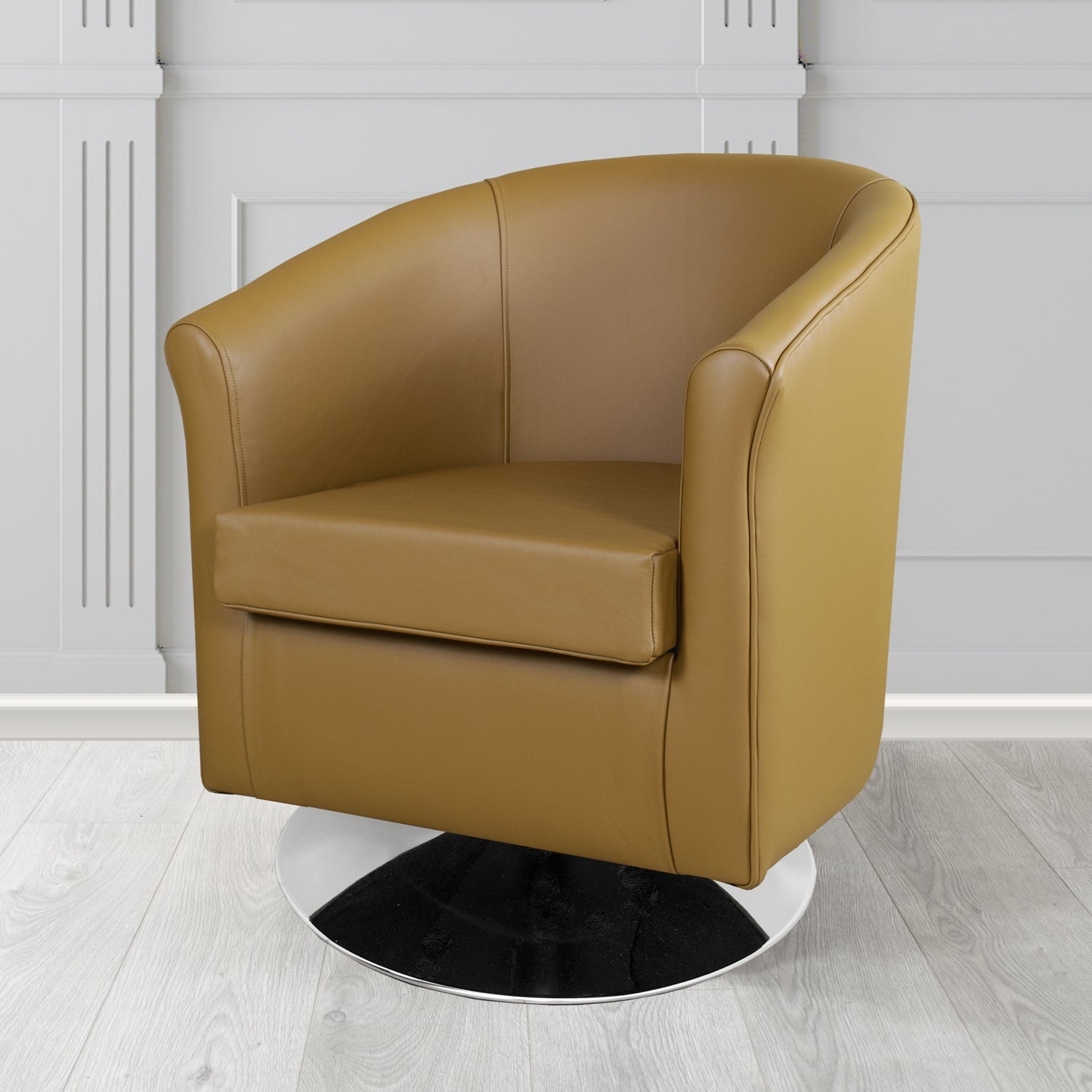 Tuscany Shelly Sage Crib 5 Genuine Leather Swivel Tub Chair - The Tub Chair Shop