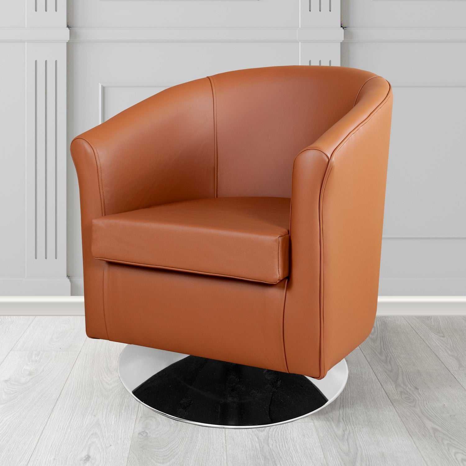 Tuscany Shelly Spice Crib 5 Genuine Leather Swivel Tub Chair - The Tub Chair Shop