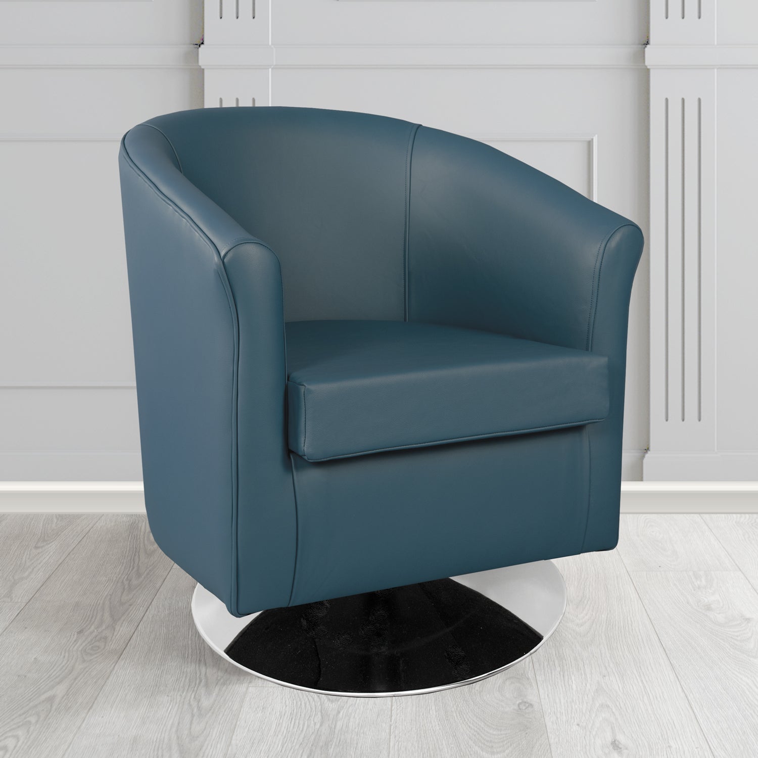 Tuscany Shelly Suffolk Blue Crib 5 Genuine Leather Swivel Tub Chair - The Tub Chair Shop