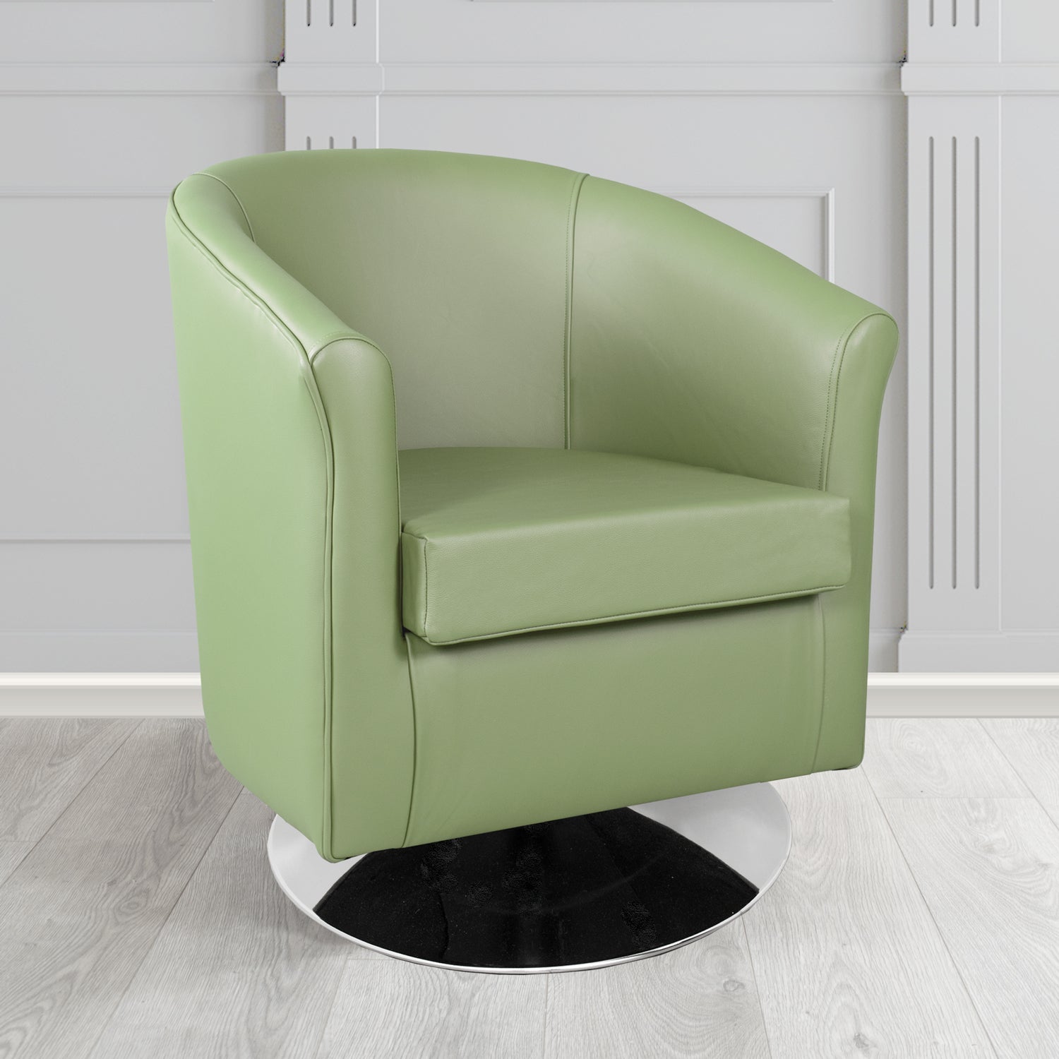 Tuscany Shelly Thyme Green Crib 5 Genuine Leather Swivel Tub Chair - The Tub Chair Shop