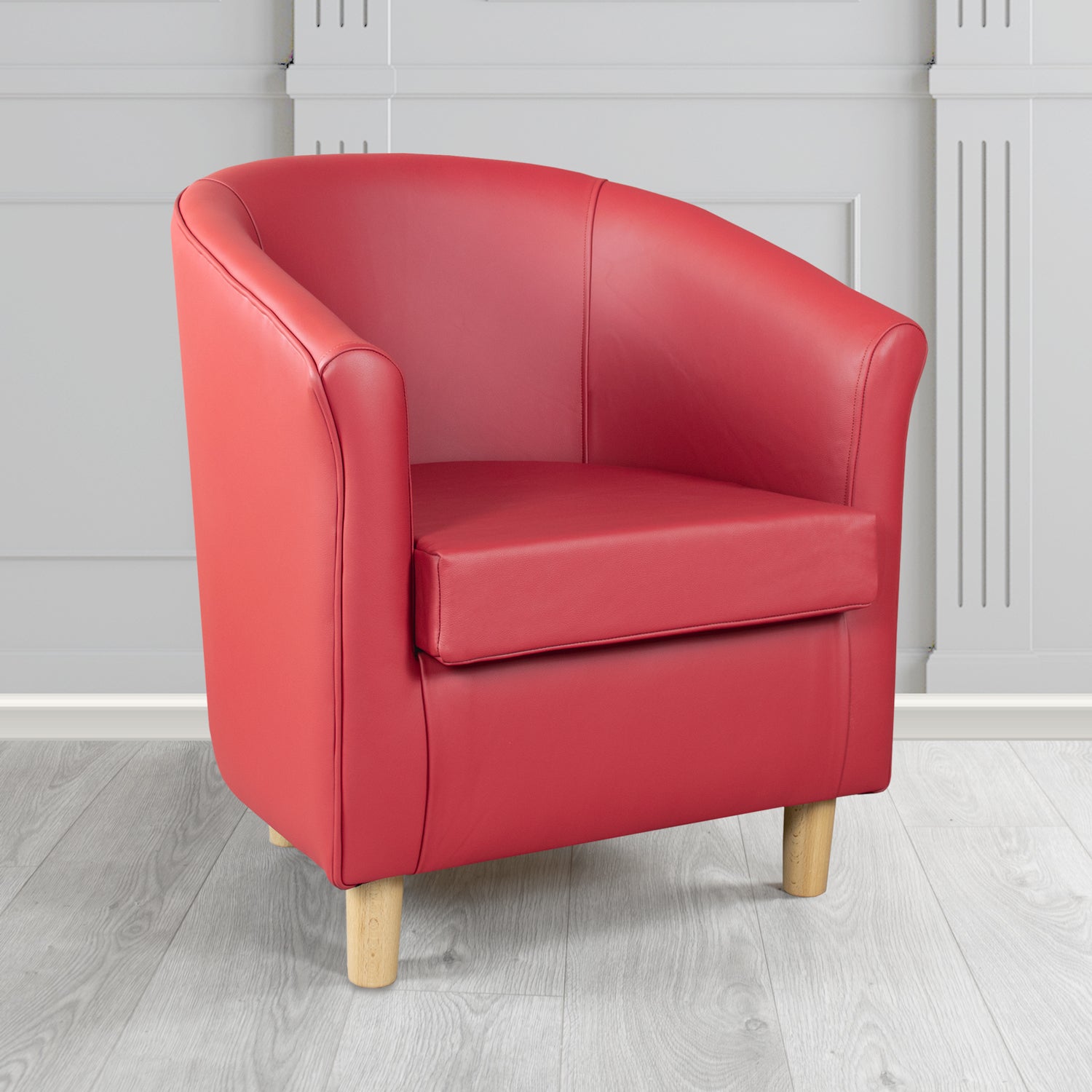 Tuscany Shelly Velvet Red Crib 5 Genuine Leather Tub Chair - The Tub Chair Shop