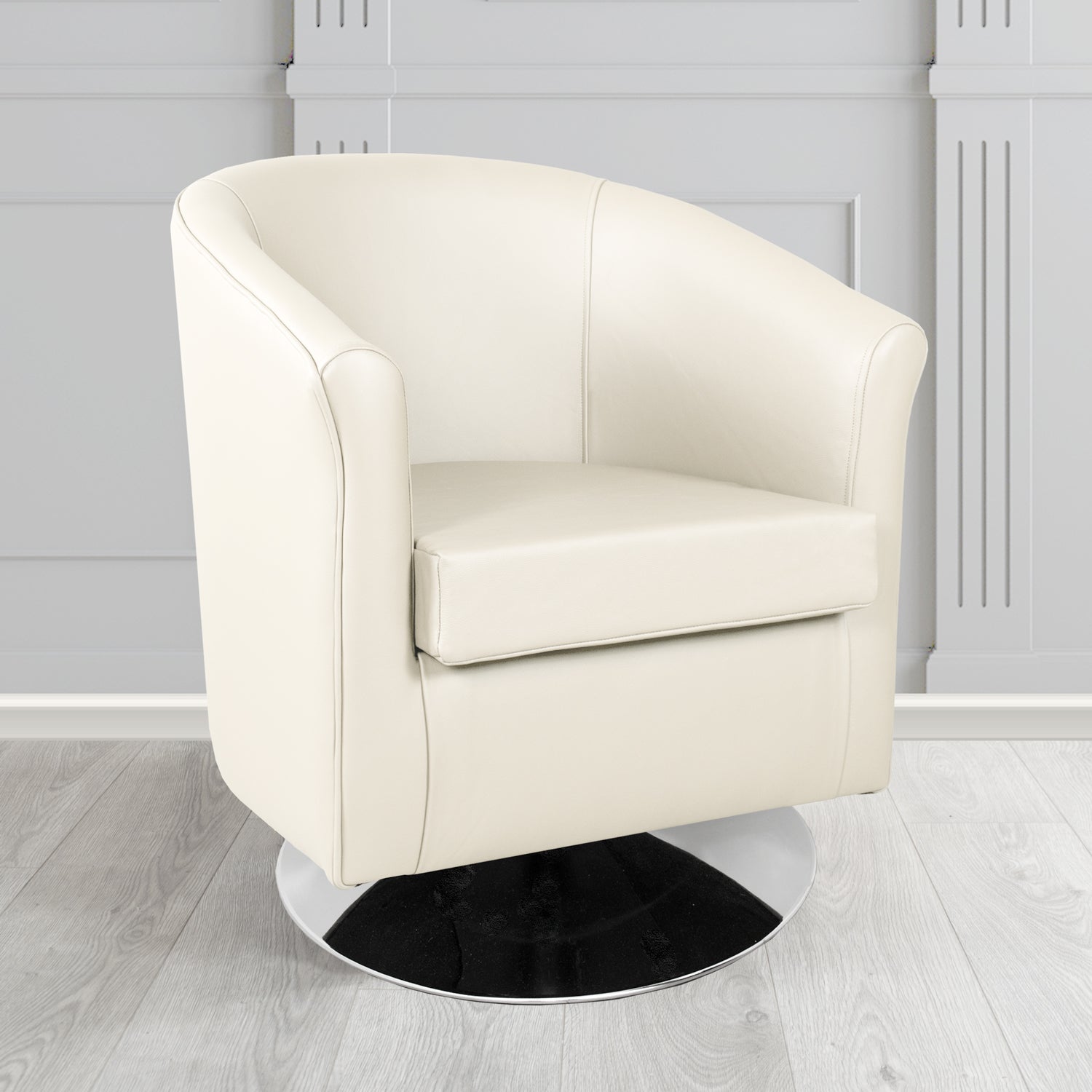 Tuscany Shelly White Crib 5 Genuine Leather Swivel Tub Chair - The Tub Chair Shop