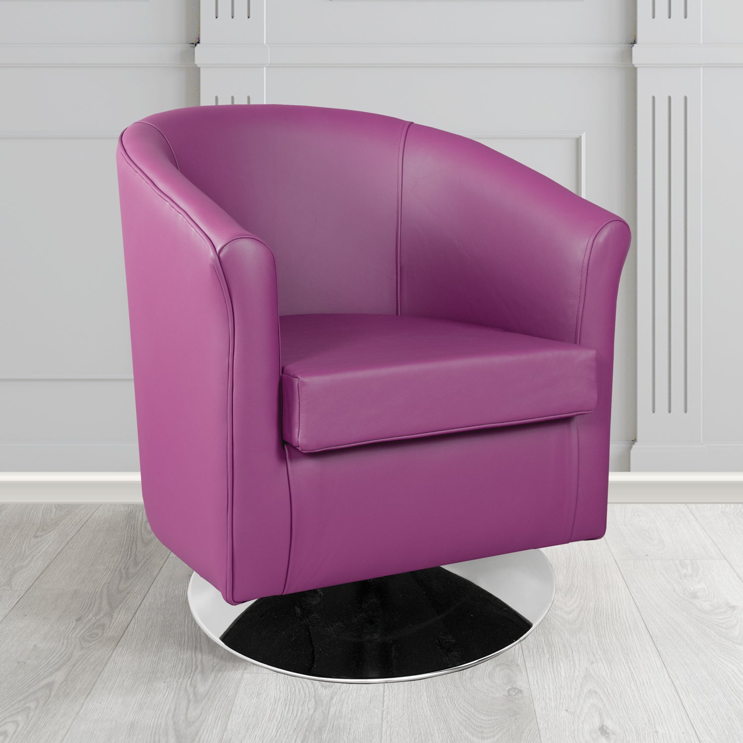 Tuscany Shelly Wineberry Crib 5 Genuine Leather Swivel Tub Chair - The Tub Chair Shop