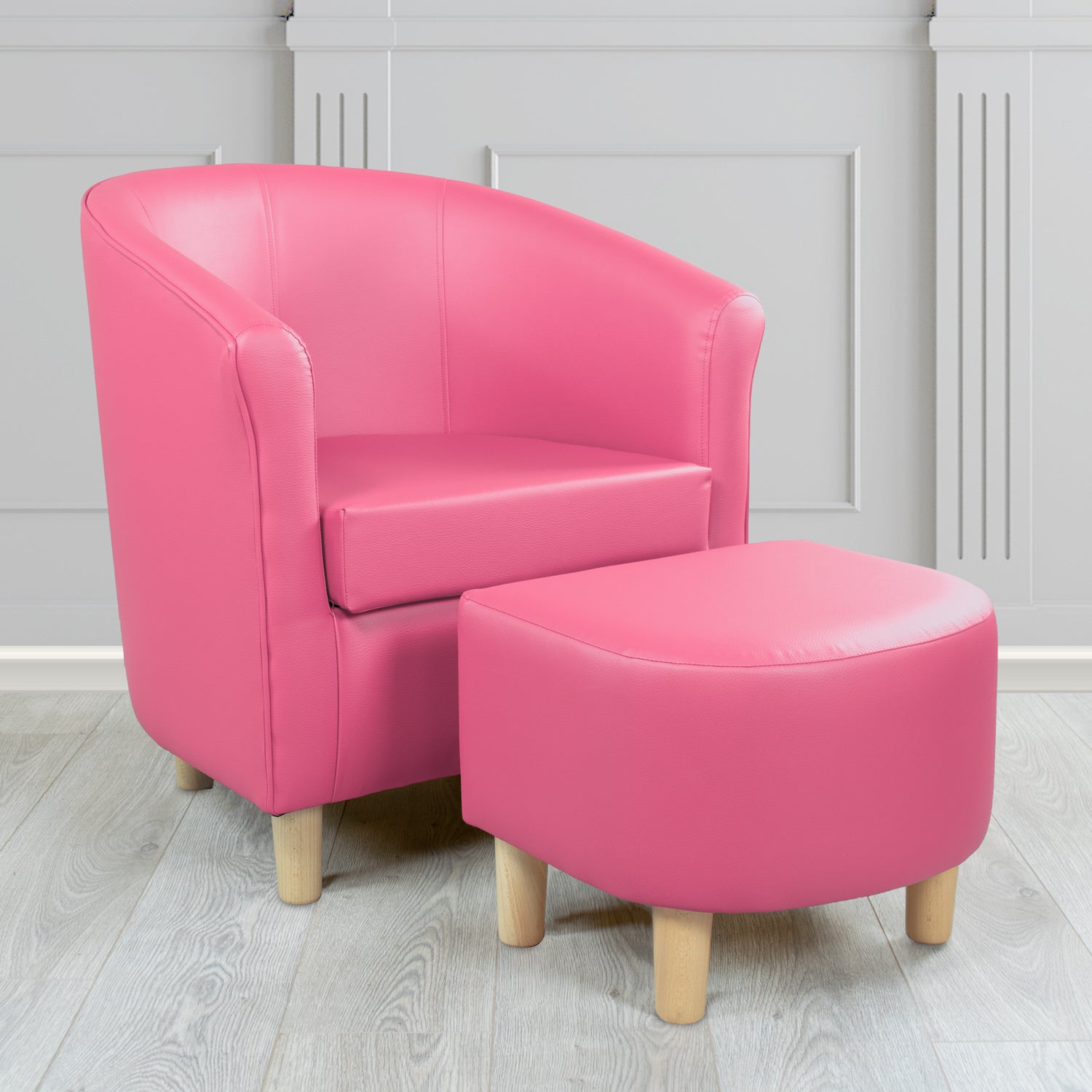 Tuscany Just Colour Candy Faux Leather Tub Chair with Dee Footstool Set - The Tub Chair Shop