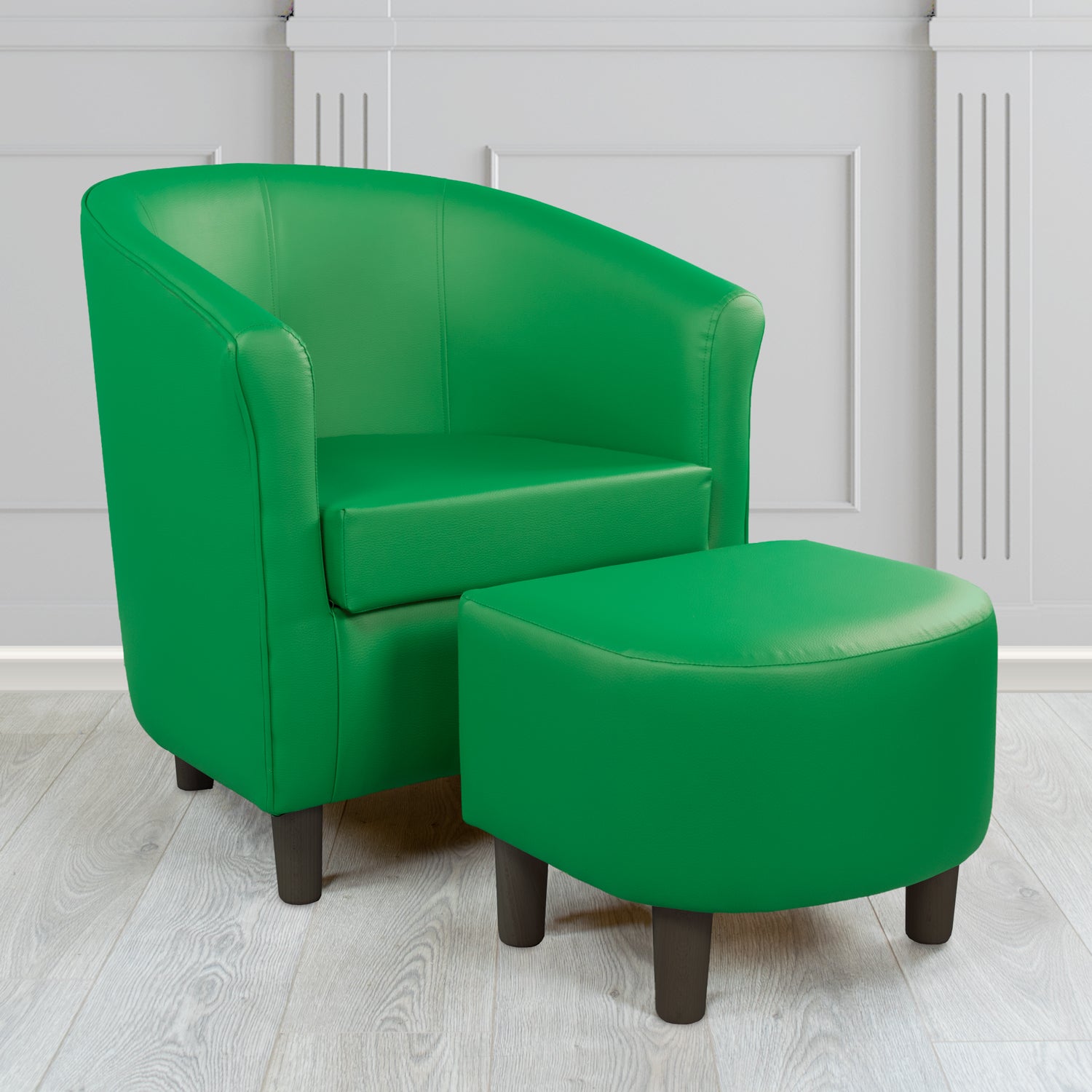 Tuscany Just Colour Eden Faux Leather Tub Chair with Dee Footstool Set - The Tub Chair Shop