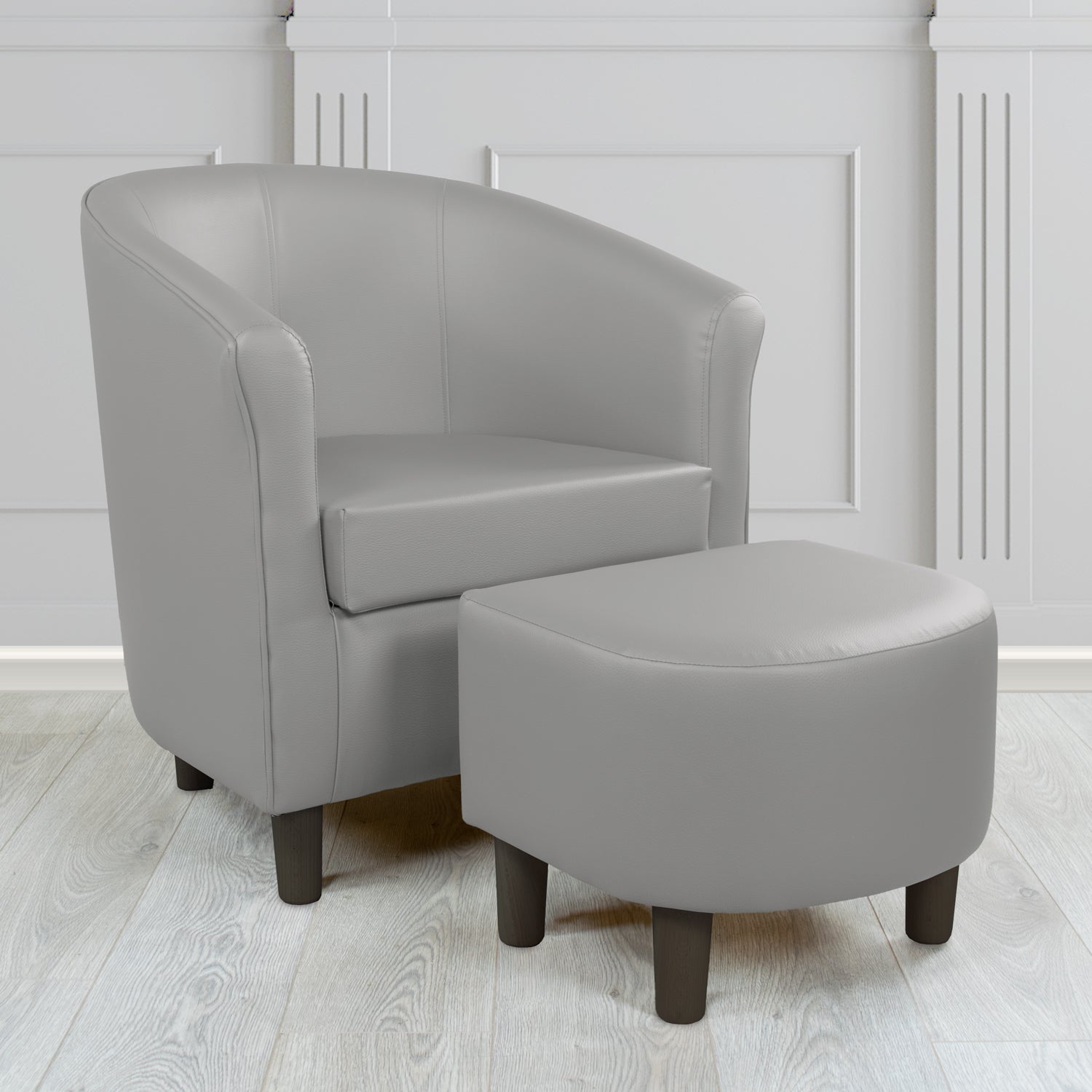 Tuscany Just Colour Koala Faux Leather Tub Chair with Dee Footstool Set - The Tub Chair Shop