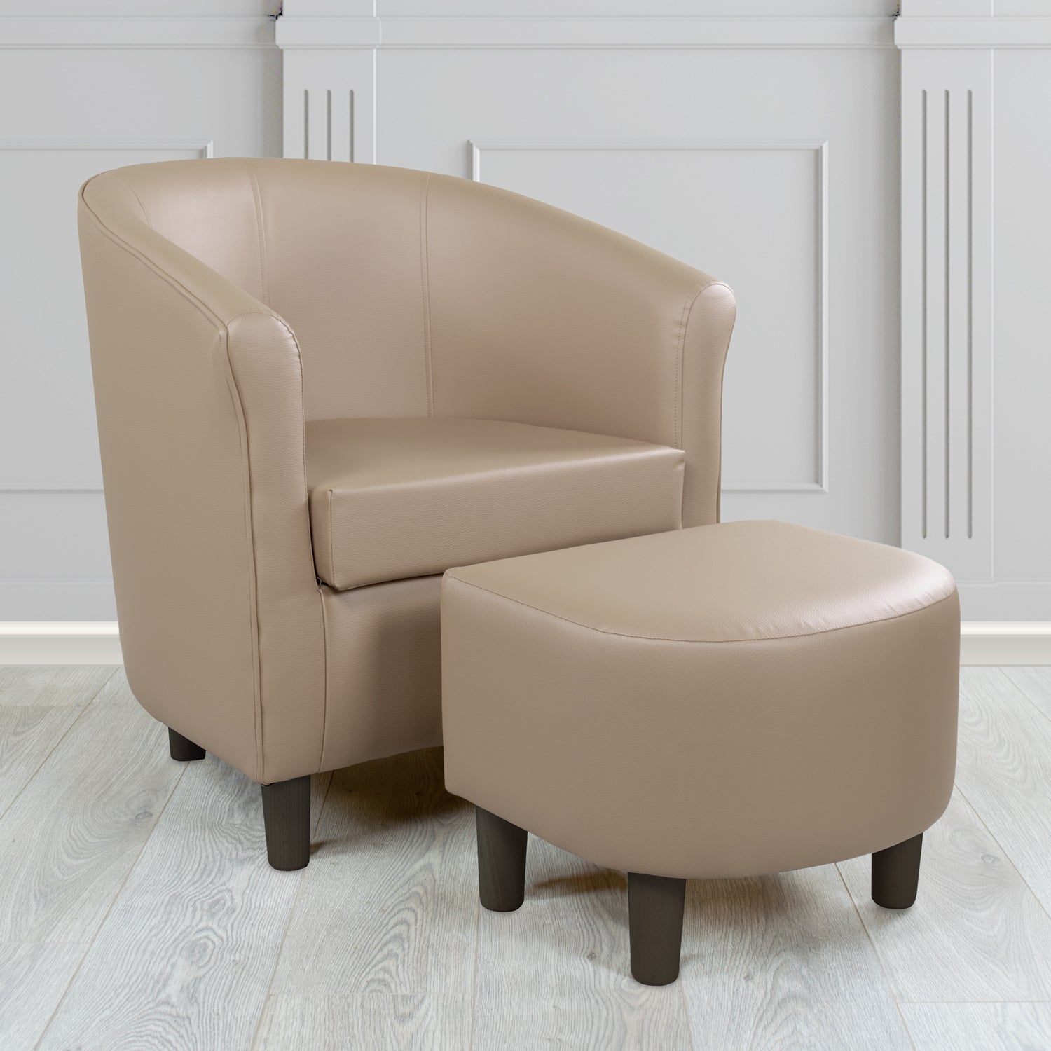 Tuscany Just Colour Magnum Faux Leather Tub Chair with Footstool Set - The Tub Chair Shop