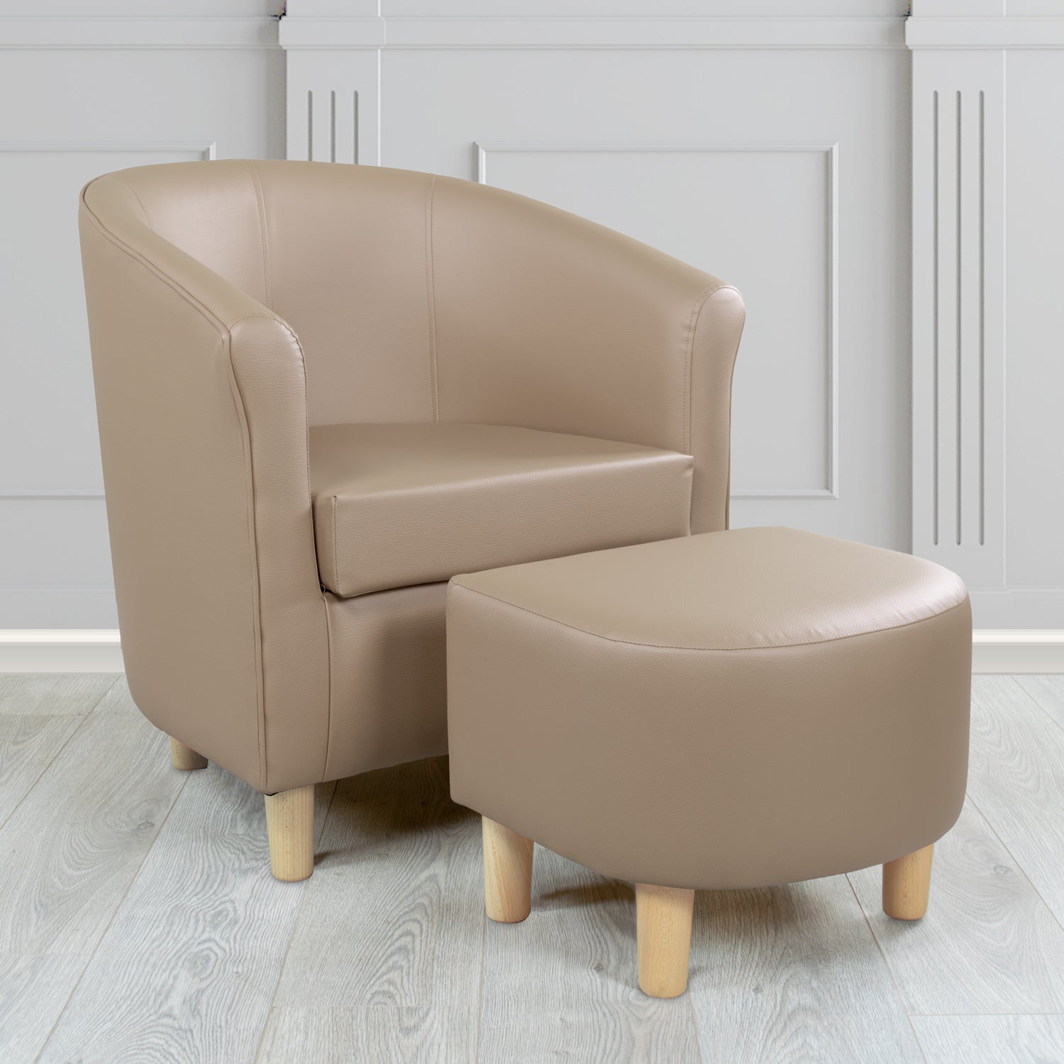 Tuscany Just Colour Magnum Faux Leather Tub Chair with Footstool Set - The Tub Chair Shop