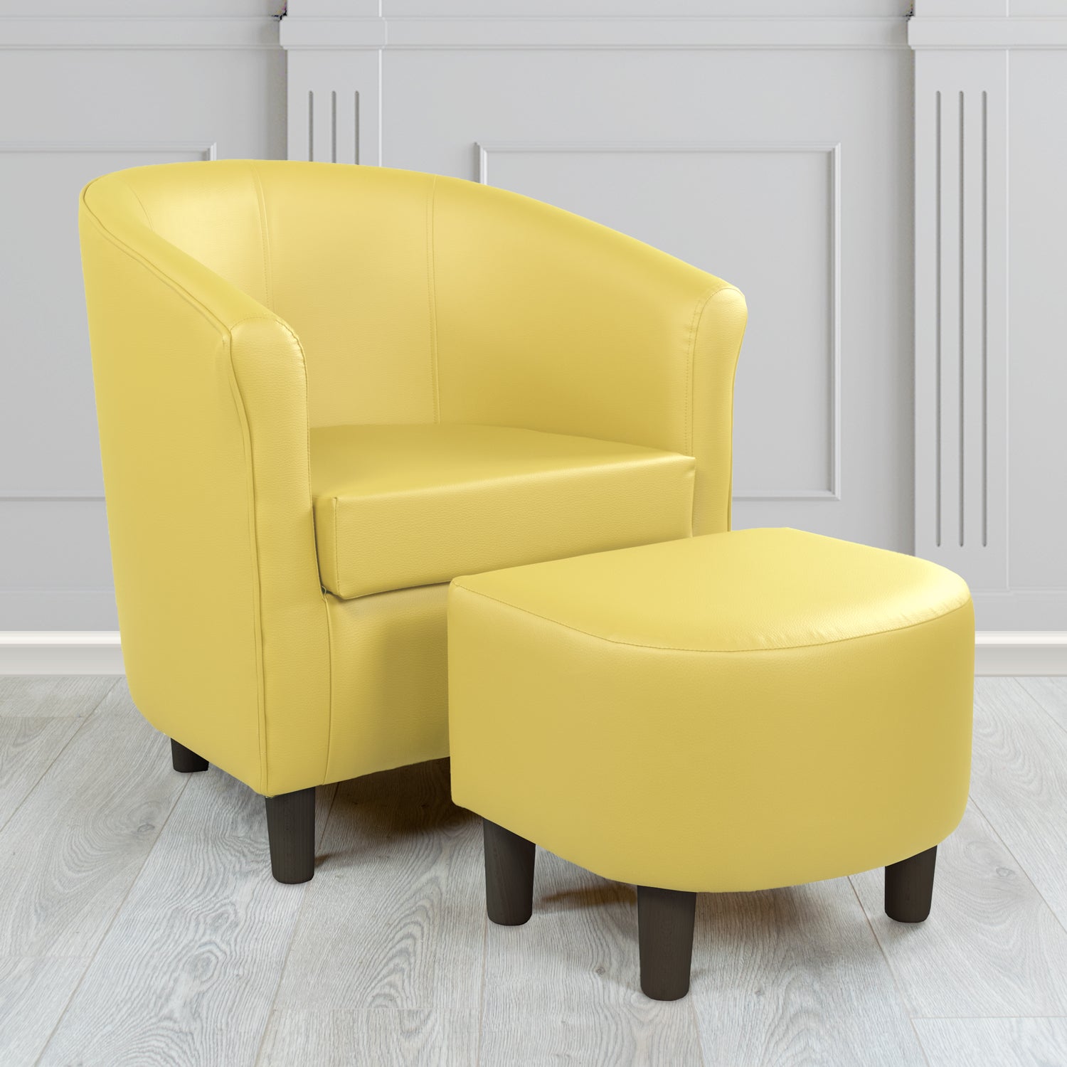 Tuscany Just Colour Primrose Faux Leather Tub Chair with Footstool Set - The Tub Chair Shop