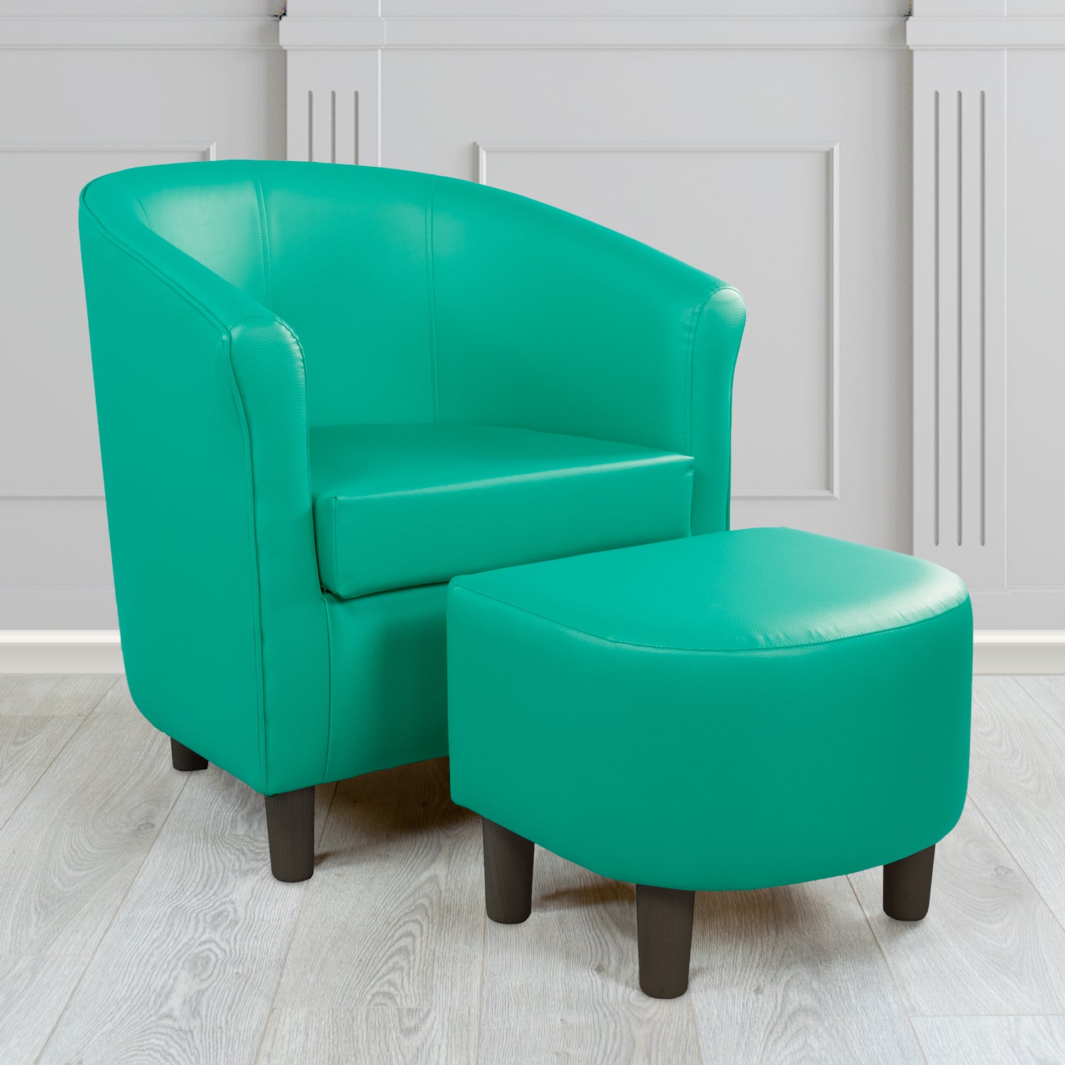 Tuscany Just Colour Scrubs Faux Leather Tub Chair with Footstool Set - The Tub Chair Shop