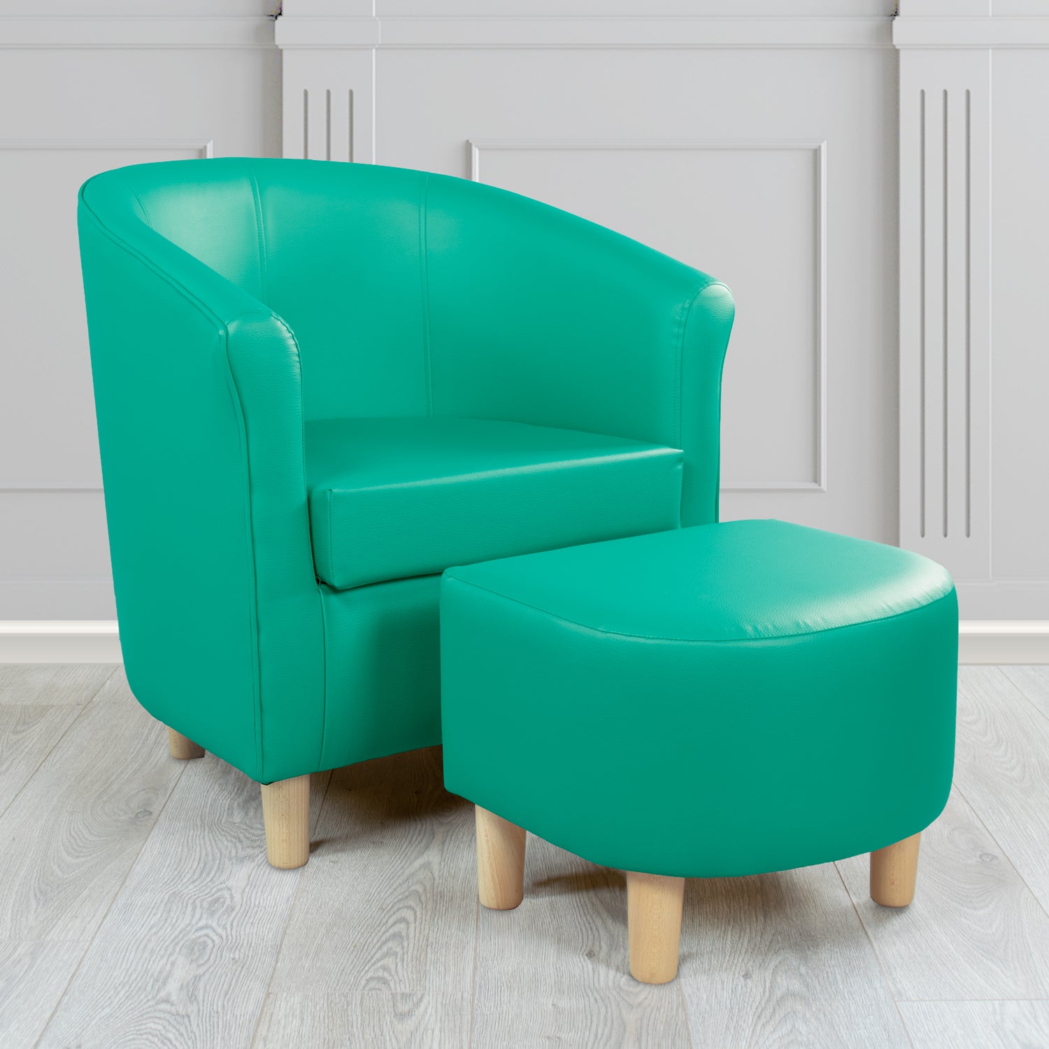 Tuscany Just Colour Scrubs Faux Leather Tub Chair with Footstool Set - The Tub Chair Shop