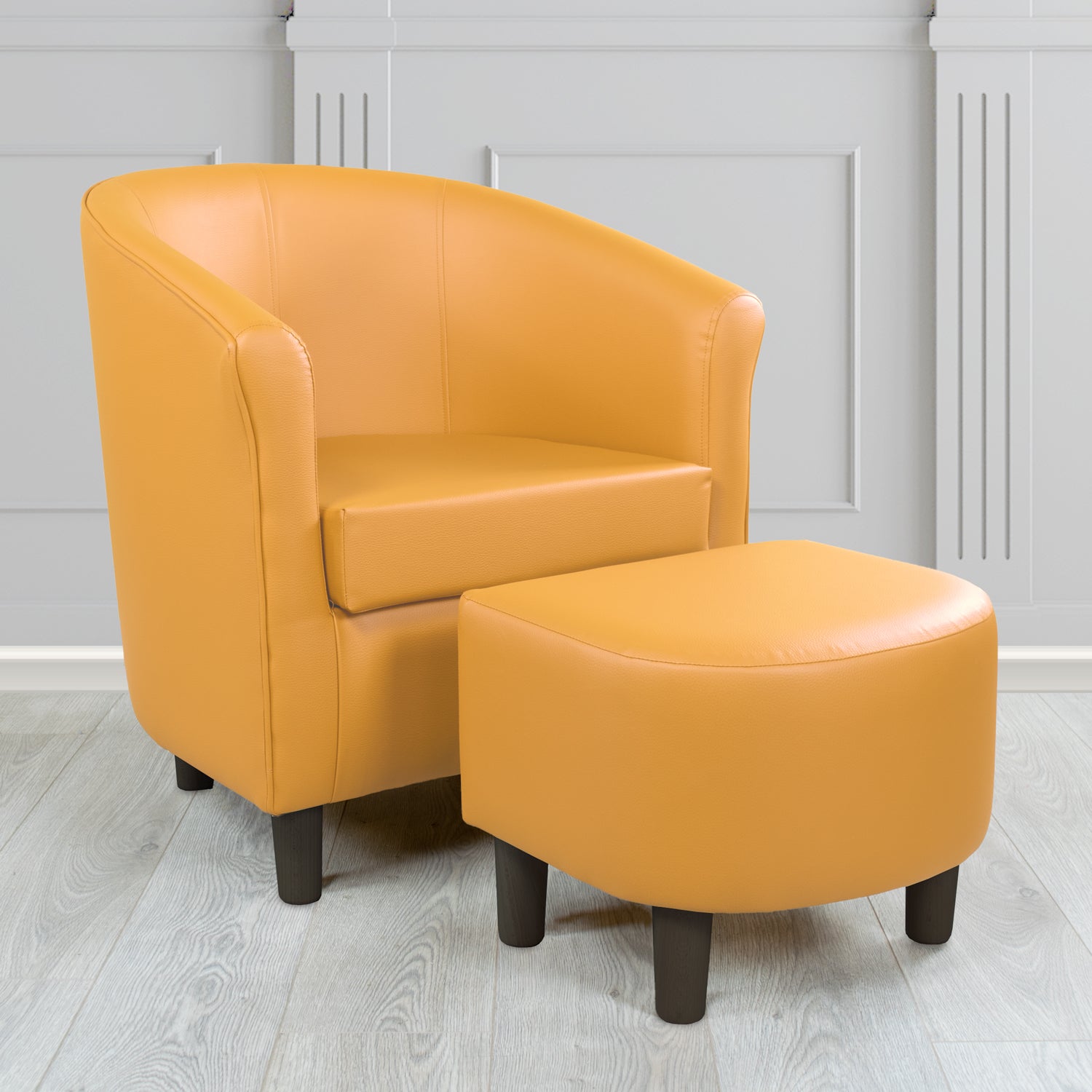 Tuscany Just Colour Sunblush Faux Leather Tub Chair with Footstool Set - The Tub Chair Shop