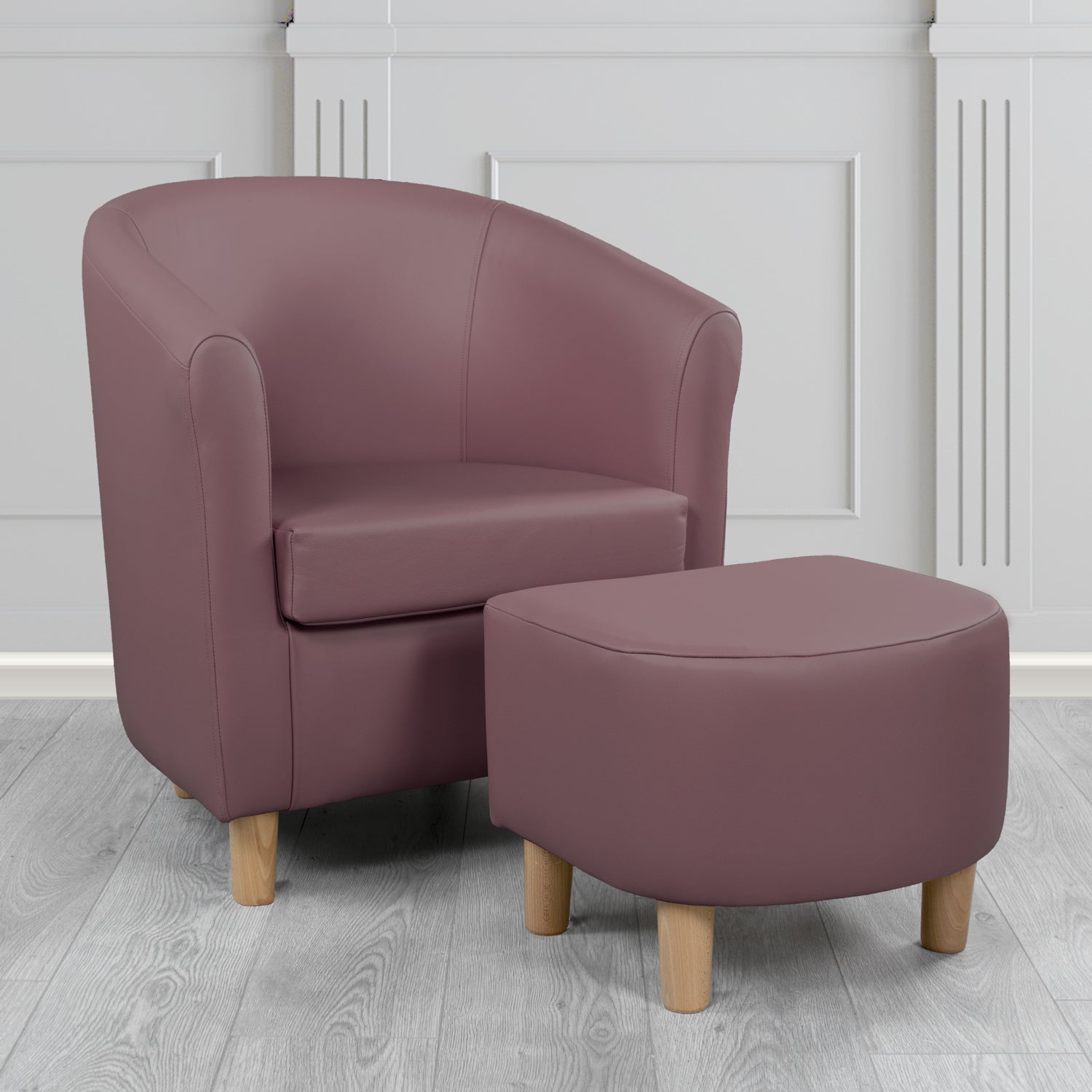 Tuscany Shelly Amethyst Crib 5 Genuine Leather Tub Chair & Footstool Set (6617077186602)