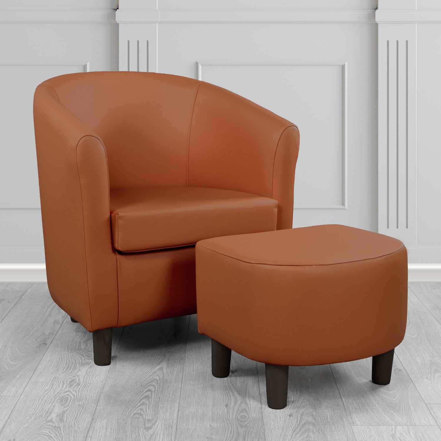 Tuscany Shelly Castagna Crib 5 Genuine Leather Tub Chair & Footstool Set (6617116868650)