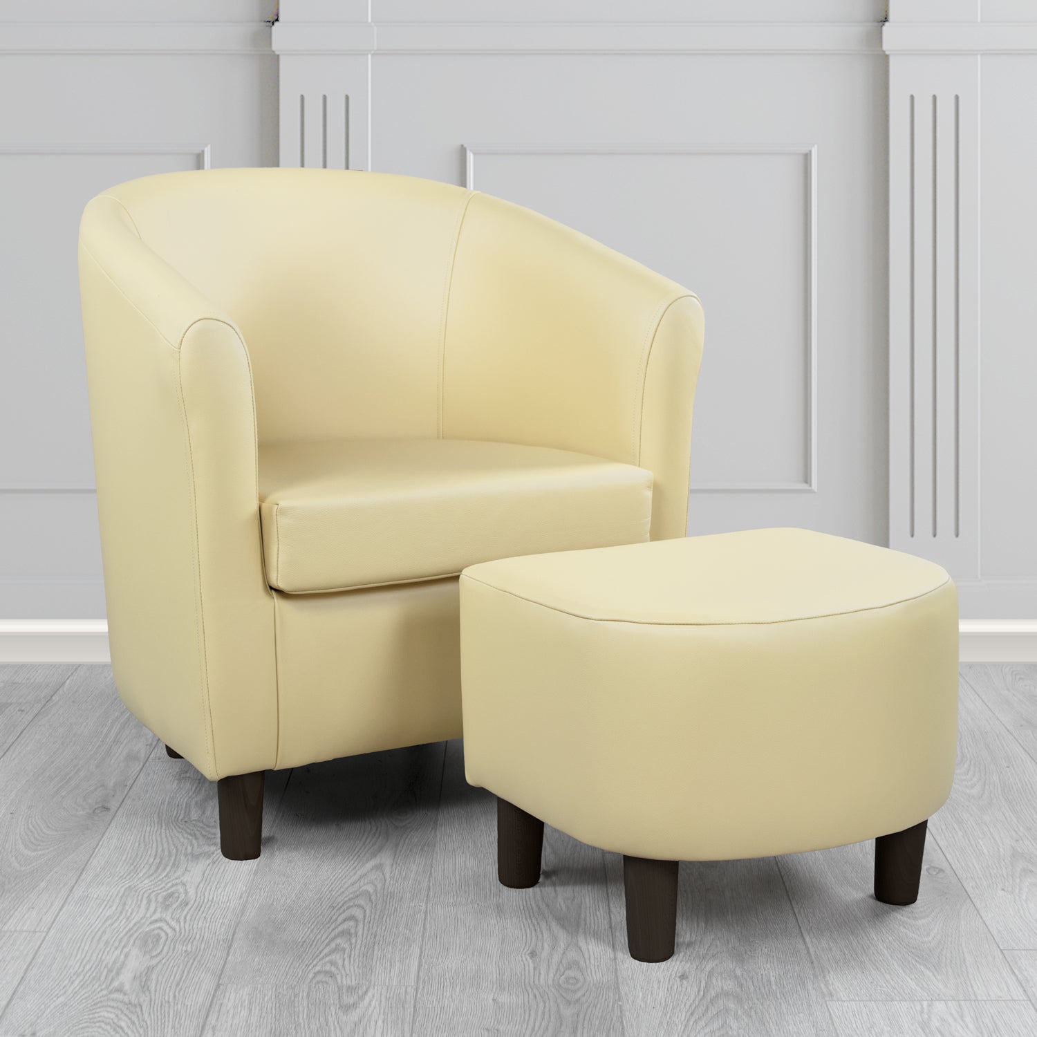 Tuscany Shelly Cream Crib 5 Genuine Leather Tub Chair & Footstool Set (6617120309290)