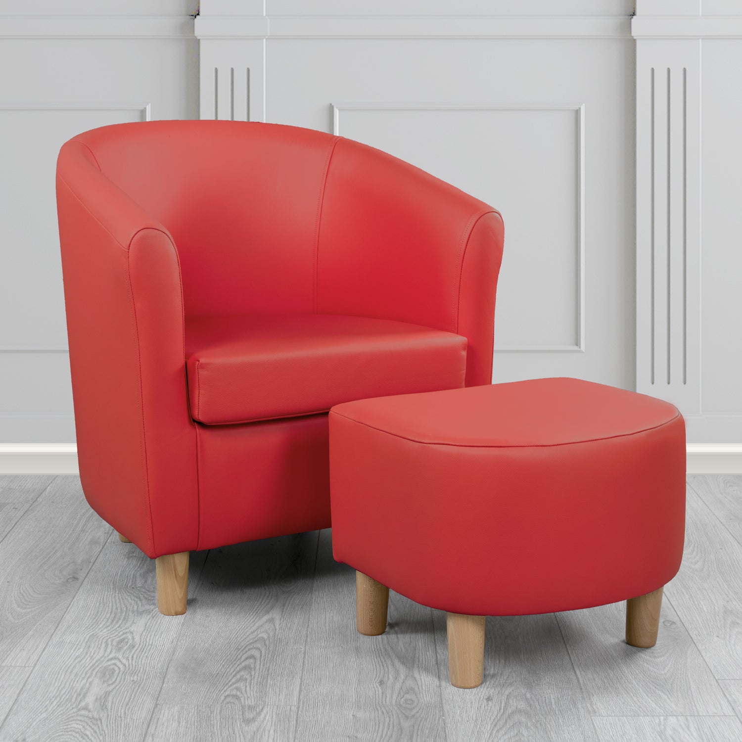 Tuscany Shelly Crimson Crib 5 Genuine Leather Tub Chair & Footstool Set (6617120735274)