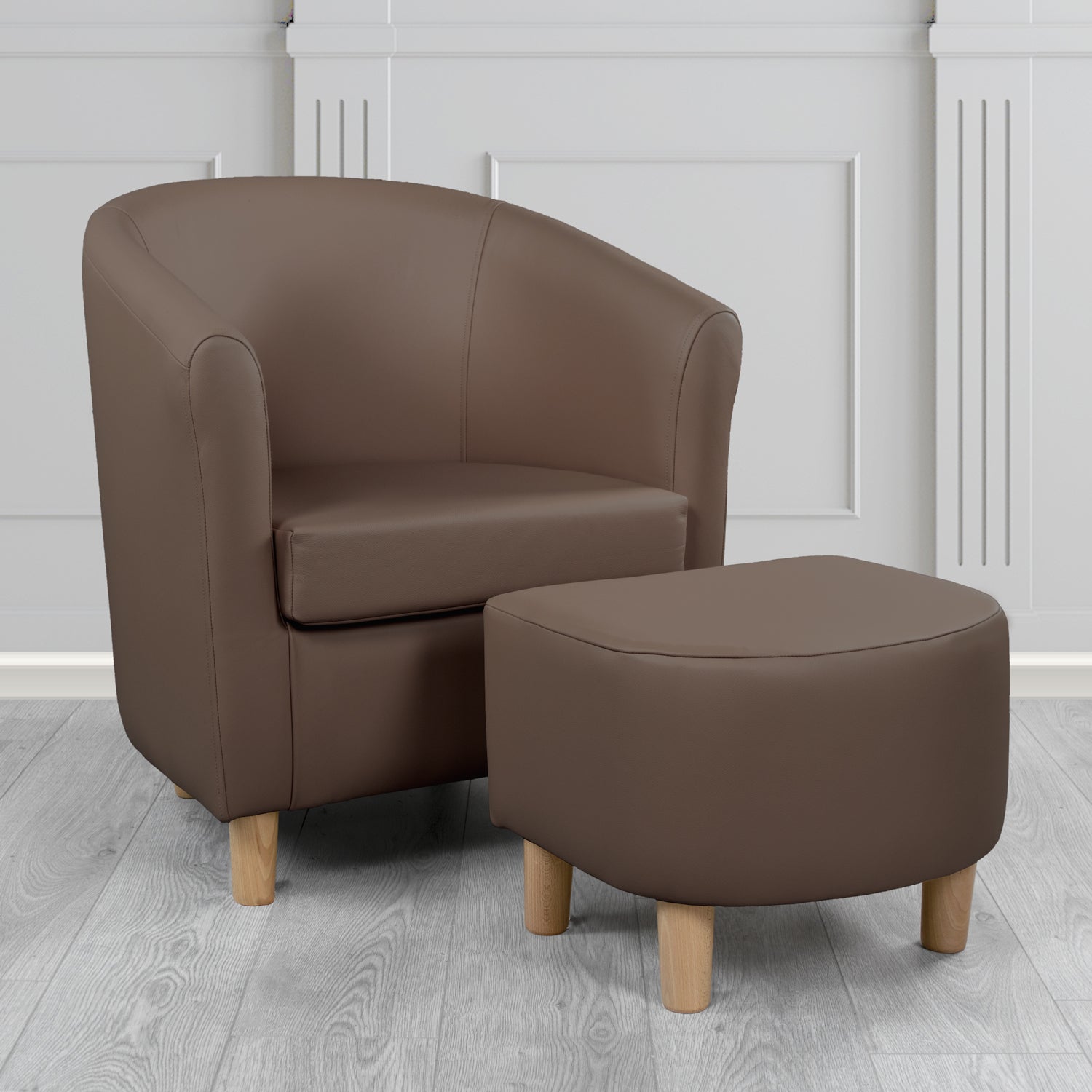 Tuscany Shelly Dark Chocolate Crib 5 Genuine Leather Tub Chair & Footstool Set (6617125552170)