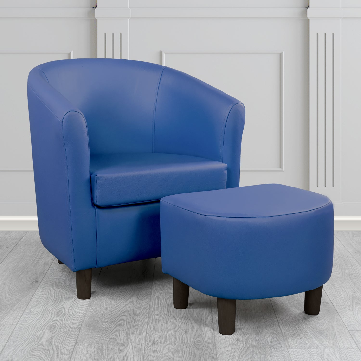 Tuscany Shelly Deep Ultramarine Crib 5 Genuine Leather Tub Chair & Footstool Set (6617127125034)