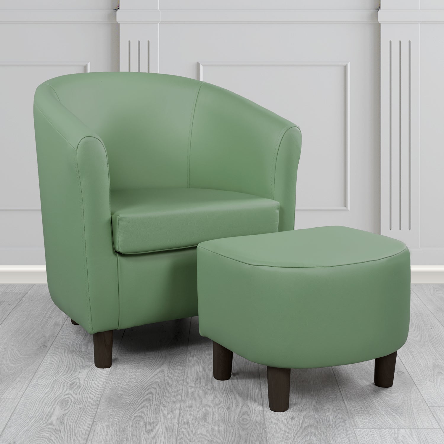 Tuscany Shelly Lichen Crib 5 Genuine Leather Tub Chair & Footstool Set (6617135153194)