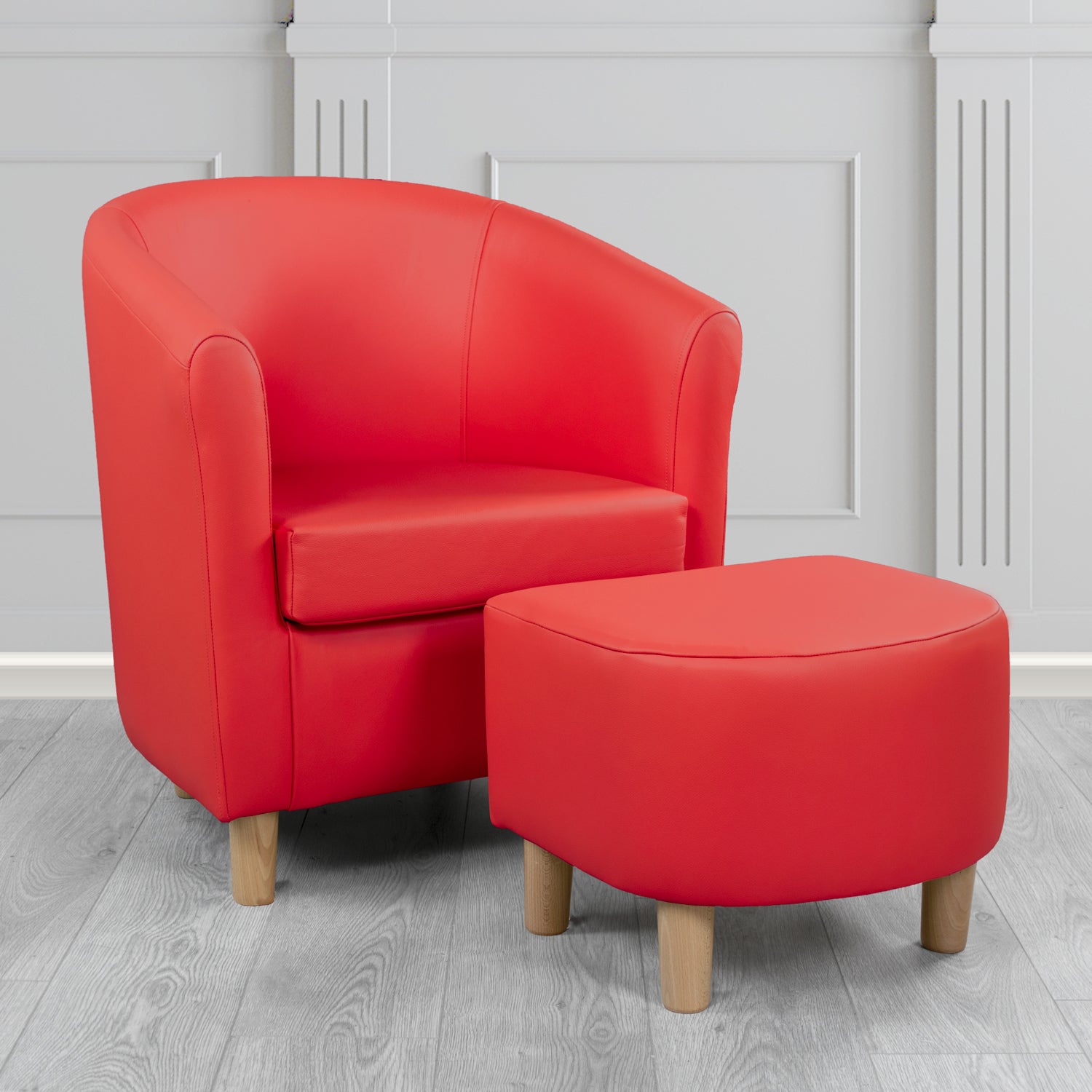 Tuscany Shelly Poppy Crib 5 Genuine Leather Tub Chair & Footstool Set (6617153372202)