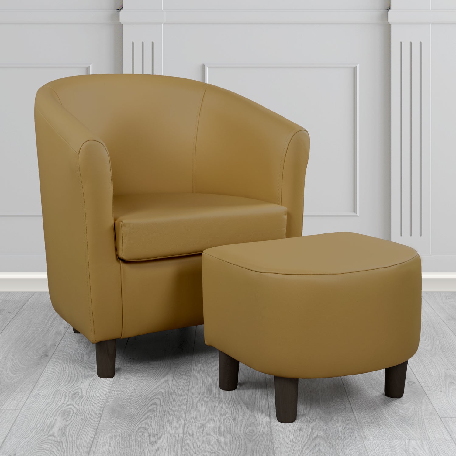 Tuscany Shelly Sage Crib 5 Genuine Leather Tub Chair & Footstool Set (6617202688042)