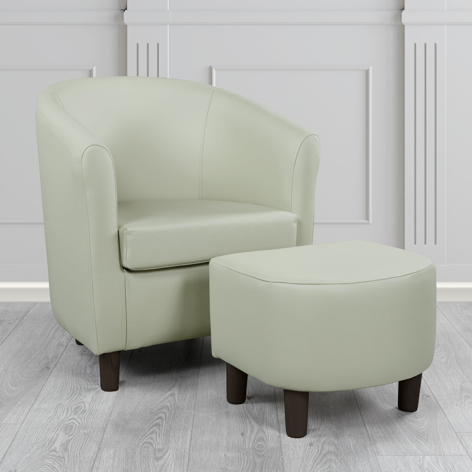Tuscany Shelly Silver Grey Crib 5 Genuine Leather Tub Chair & Footstool Set (6617205604394)