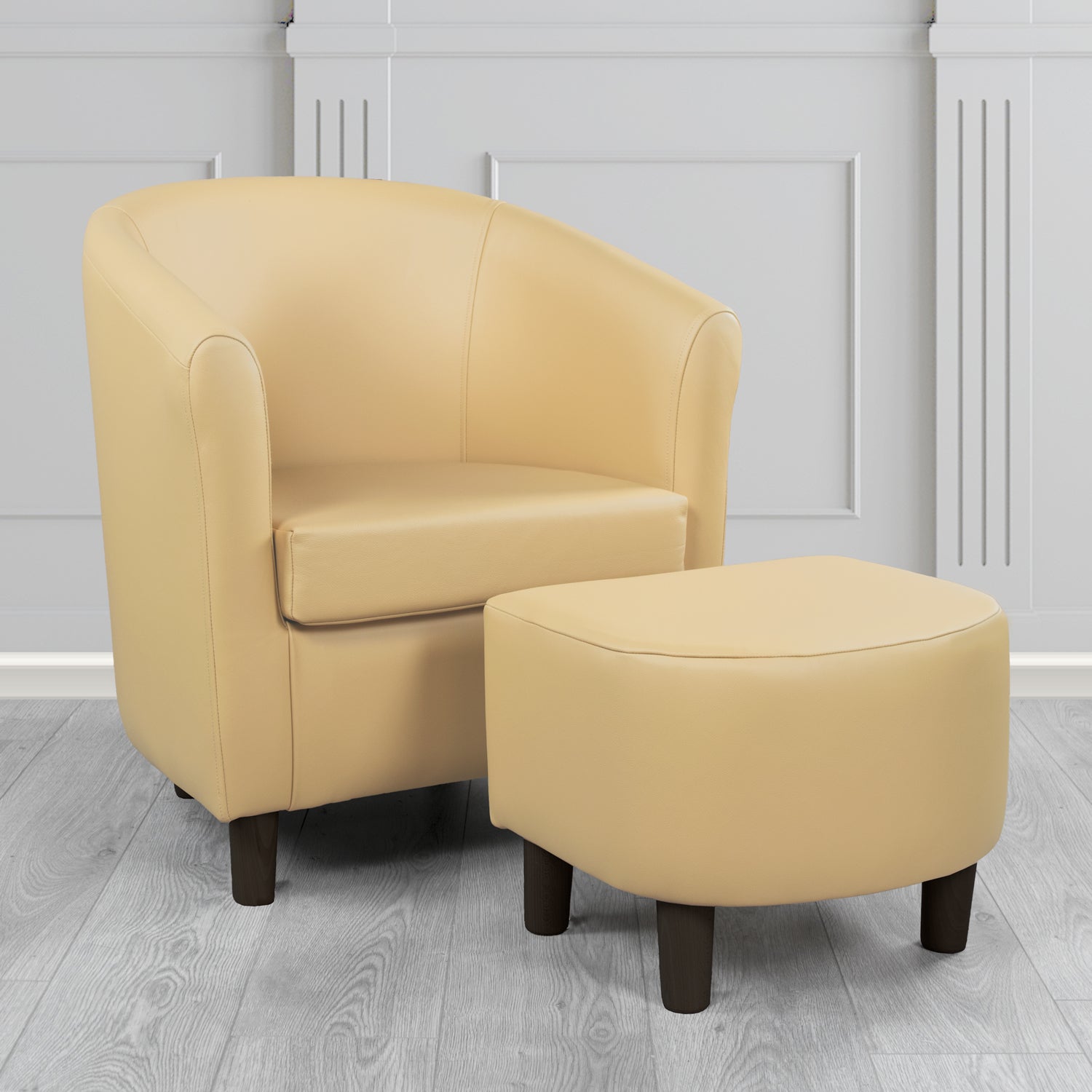 Tuscany Shelly Stone Crib 5 Genuine Leather Tub Chair & Footstool Set (6617214943274)