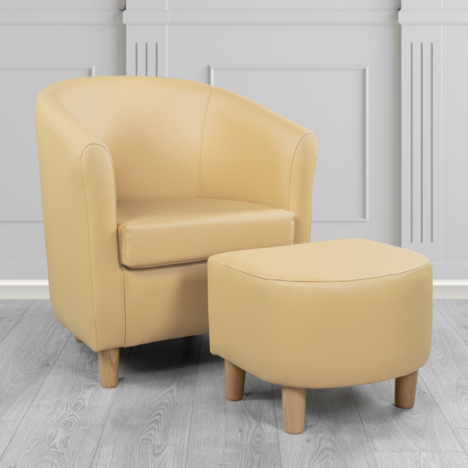 Tuscany Shelly Stone Crib 5 Genuine Leather Tub Chair & Footstool Set (6617214943274)