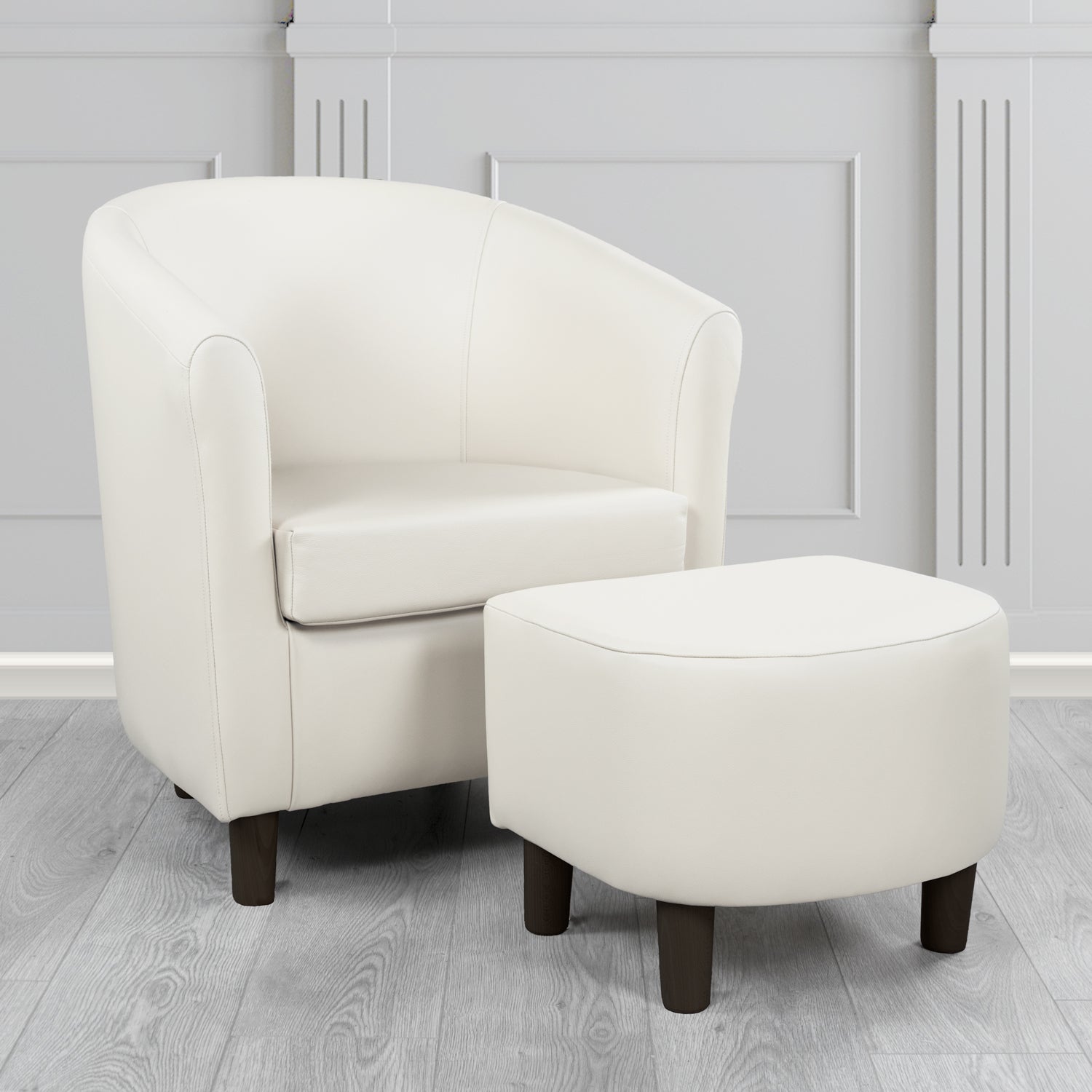 Tuscany Shelly White Crib 5 Genuine Leather Tub Chair & Footstool Set (6617234931754)