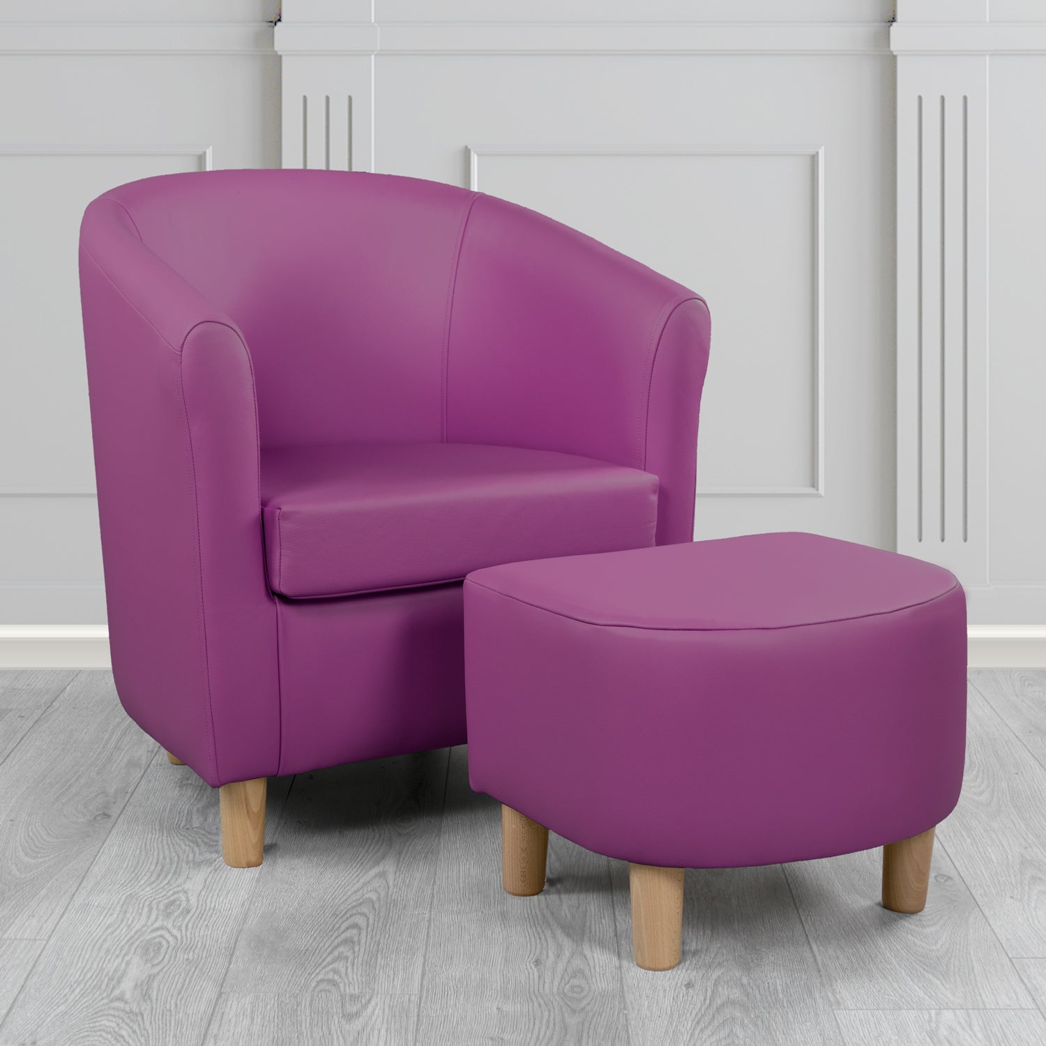 Tuscany Shelly Wineberry Crib 5 Genuine Leather Tub Chair & Footstool Set (6617236635690)