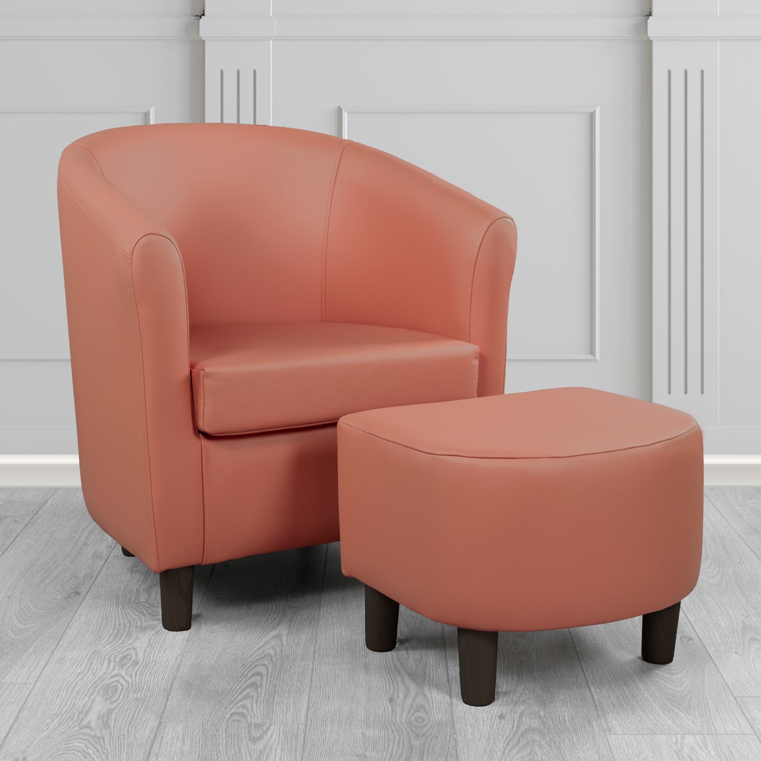Tuscany Shelly Wood Burner Crib 5 Genuine Leather Tub Chair & Footstool Set (6617237913642)